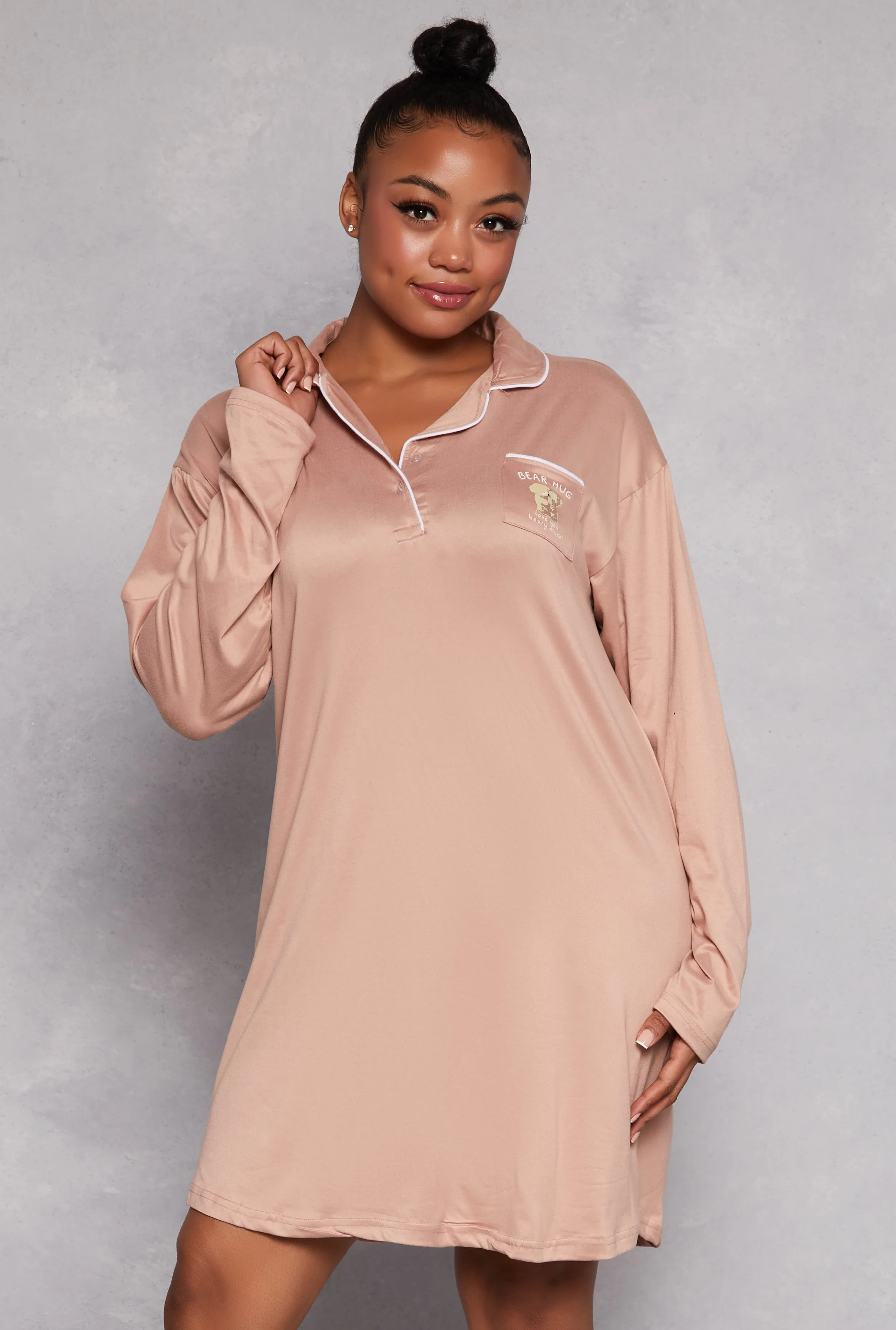 Plus Size Graphic Long Sleeve Sleep Shirt sold by Rainbow