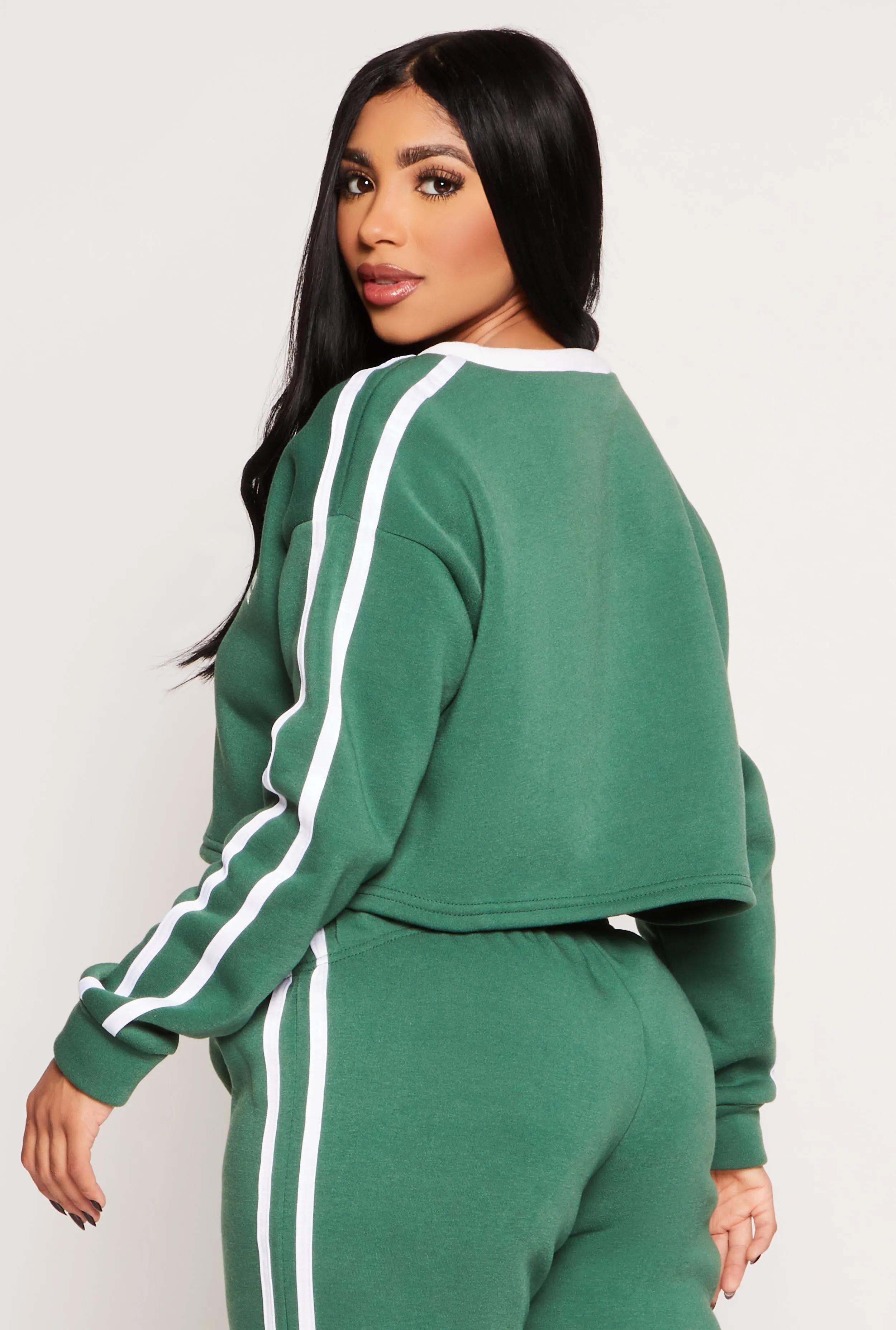 Brooklyn Varsity Stripe Cropped Sweatshirt sold by Rainbow product image thumbnail 3