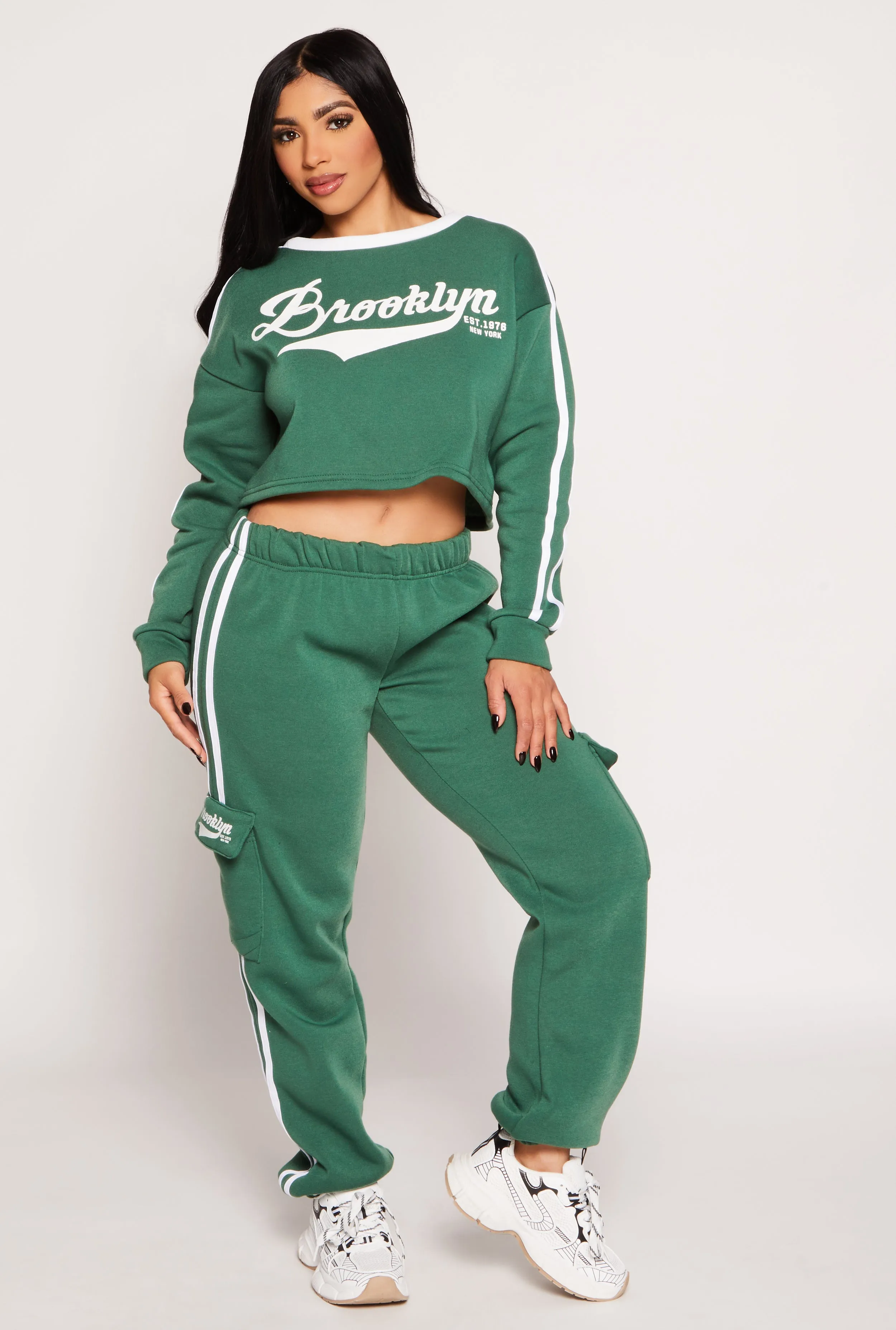 Brooklyn Varsity Stripe Cropped Sweatshirt sold by Rainbow product image thumbnail 2