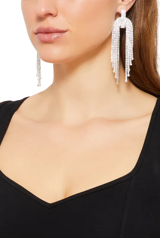 Rhinestone Fringe Chandelier Earrings sold by Rainbow