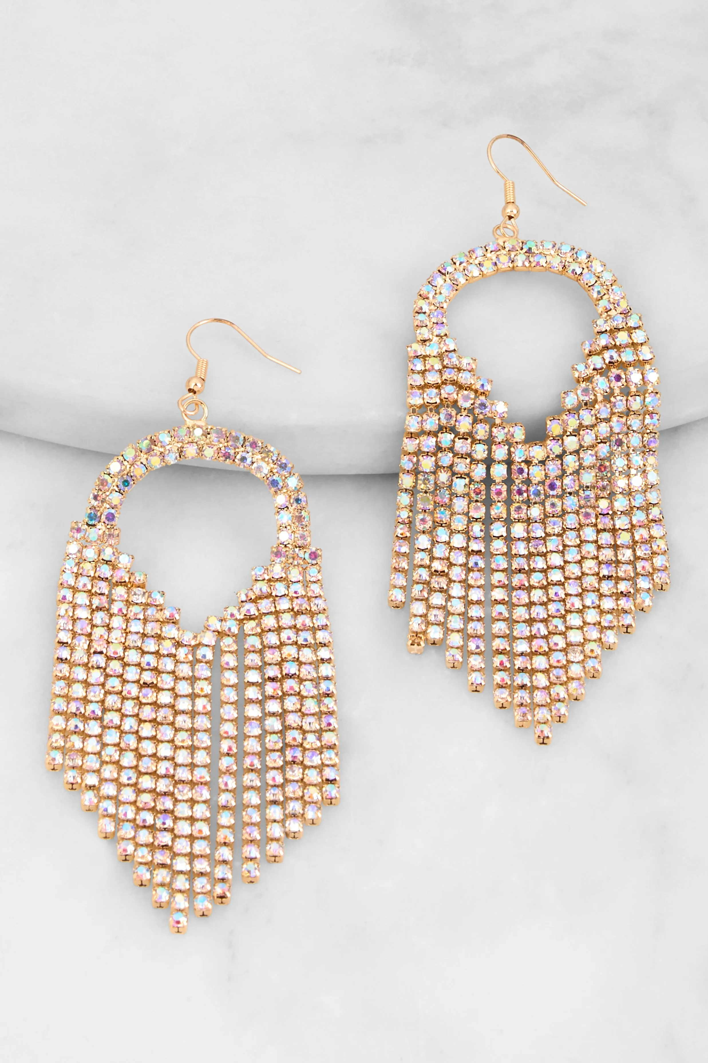 Rhinestone Teardrop Fringe Earrings sold by Rainbow product image thumbnail 2