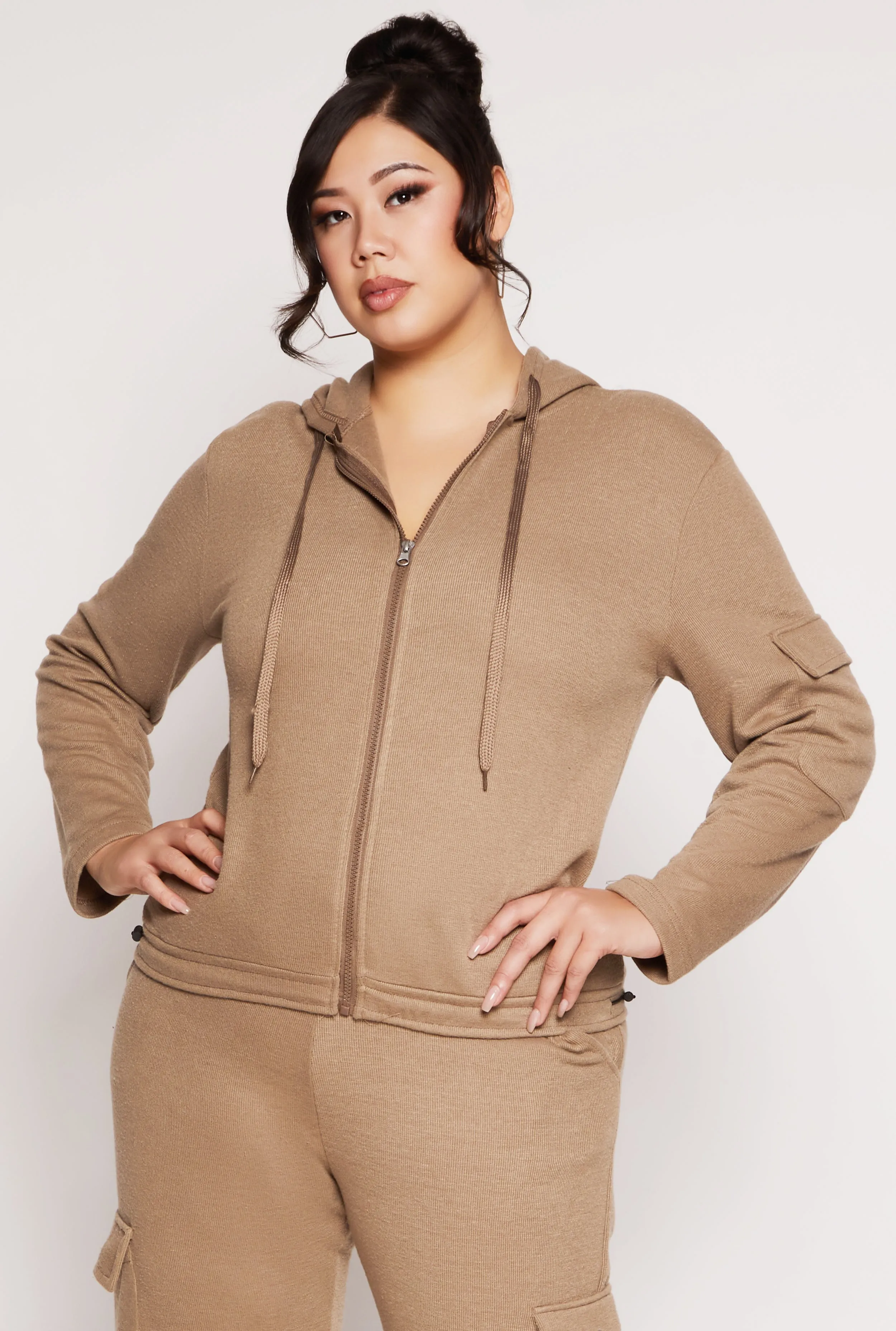 Plus Size Cargo Pocket Hooded Sweatshirt sold by Rainbow