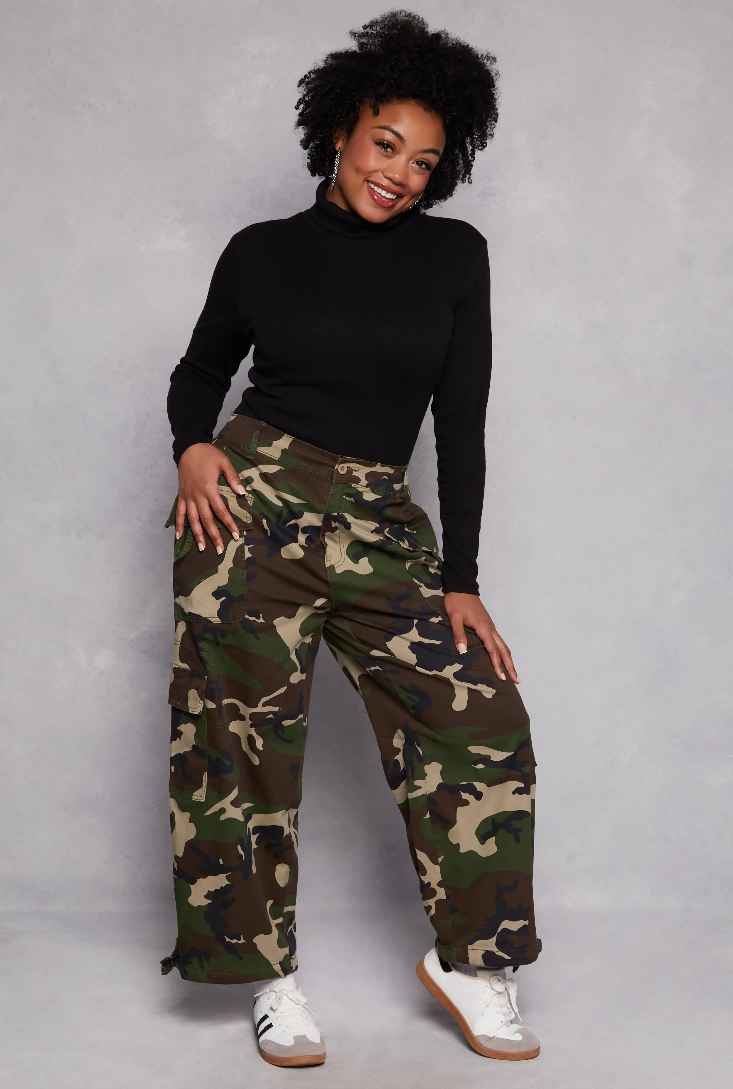 Plus Size Almost Famous Twill Camo Pants sold by Rainbow