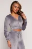 Velour Zip Up Hooded Crop Top sold by Rainbow