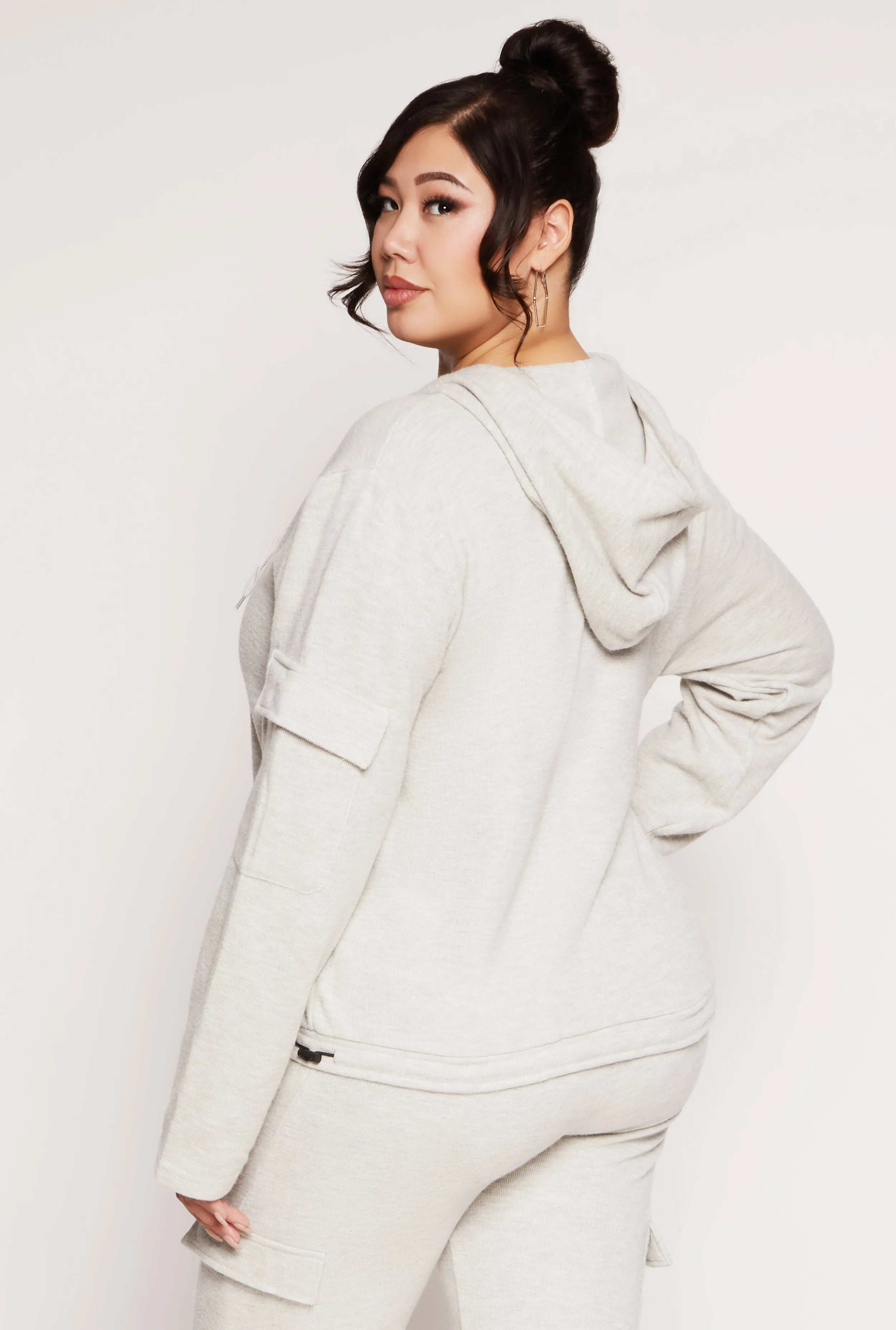 Plus Size Cargo Pocket Hooded Sweatshirt sold by Rainbow product image thumbnail 3