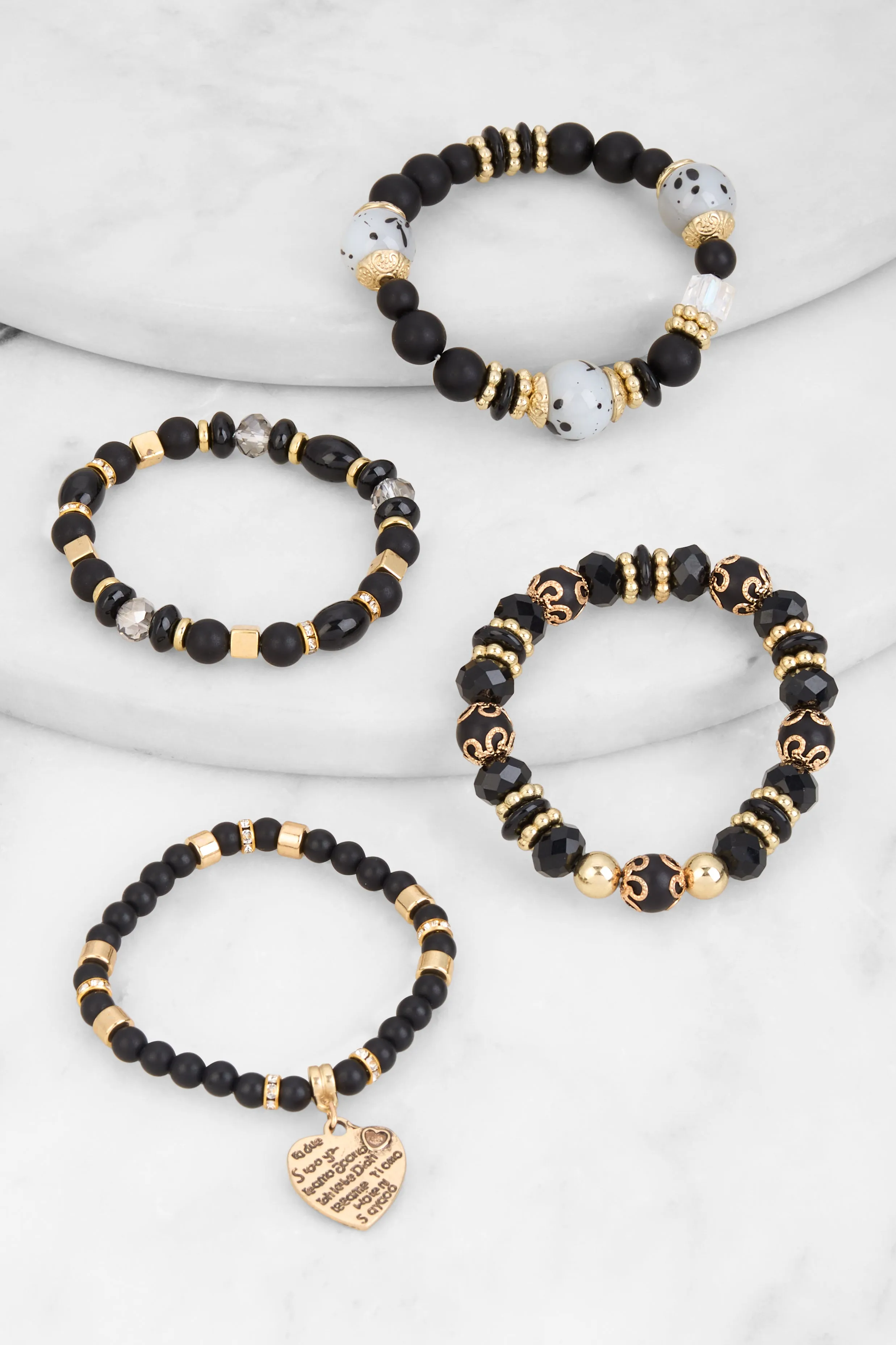 Heart Charm Beaded Stretch Bracelets Set of 4 sold by Rainbow product image thumbnail 2