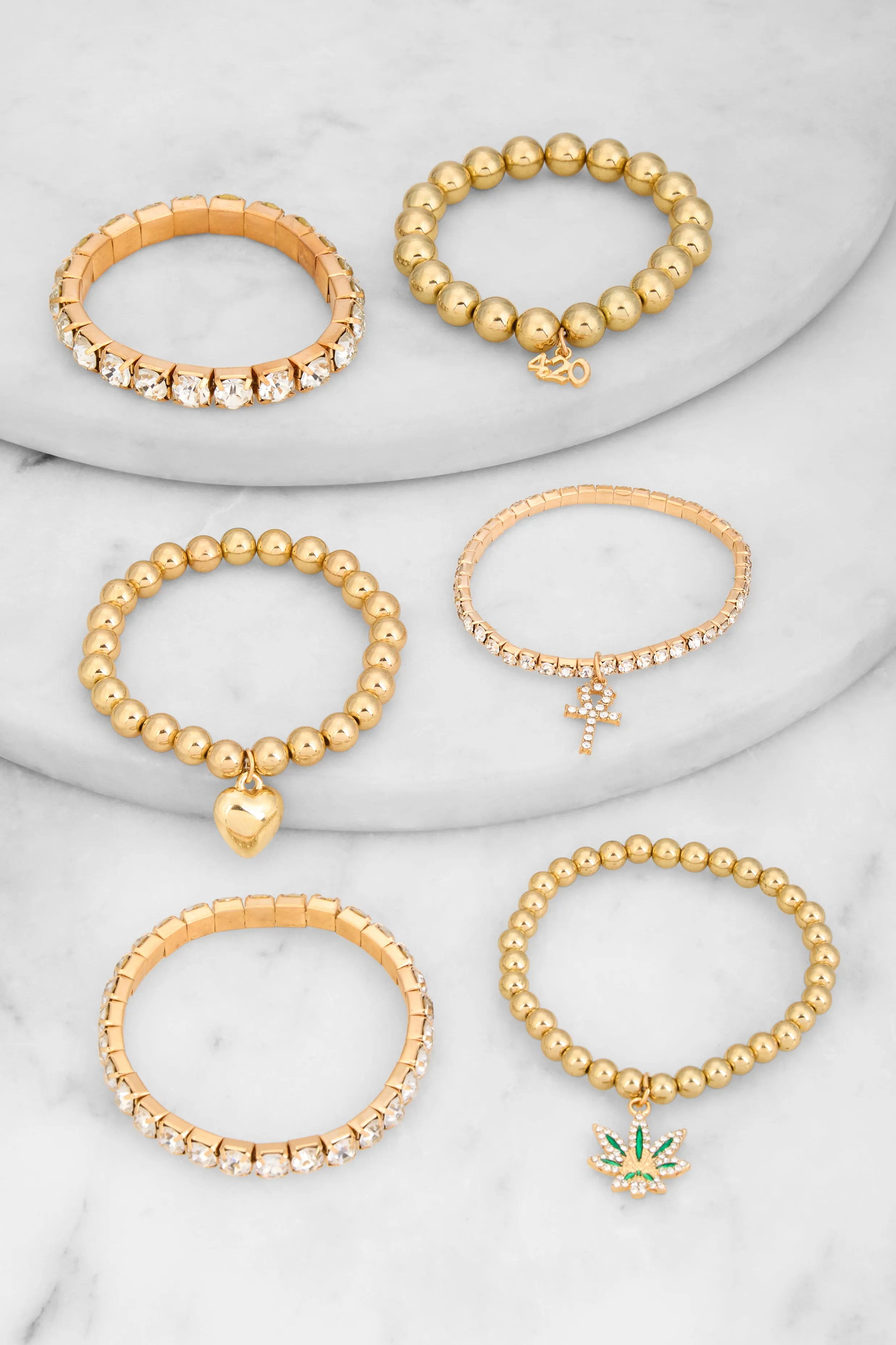 420 Rhinestone Charm Stretch Bracelets Set of 6 sold by Rainbow product image thumbnail 2