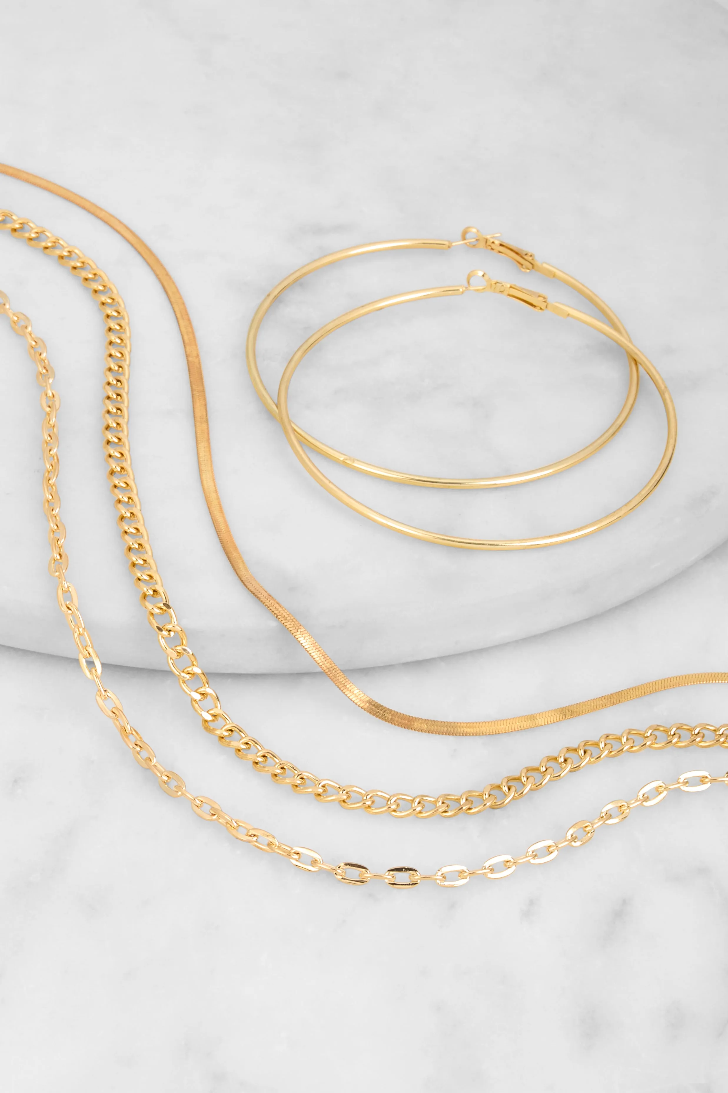 Layered Chain Necklace and Hoop Earrings sold by Rainbow product image thumbnail 2