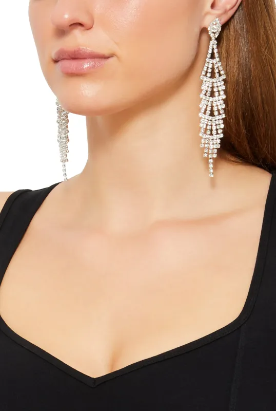Rhinestone Chandelier Drop Earrings sold by Rainbow