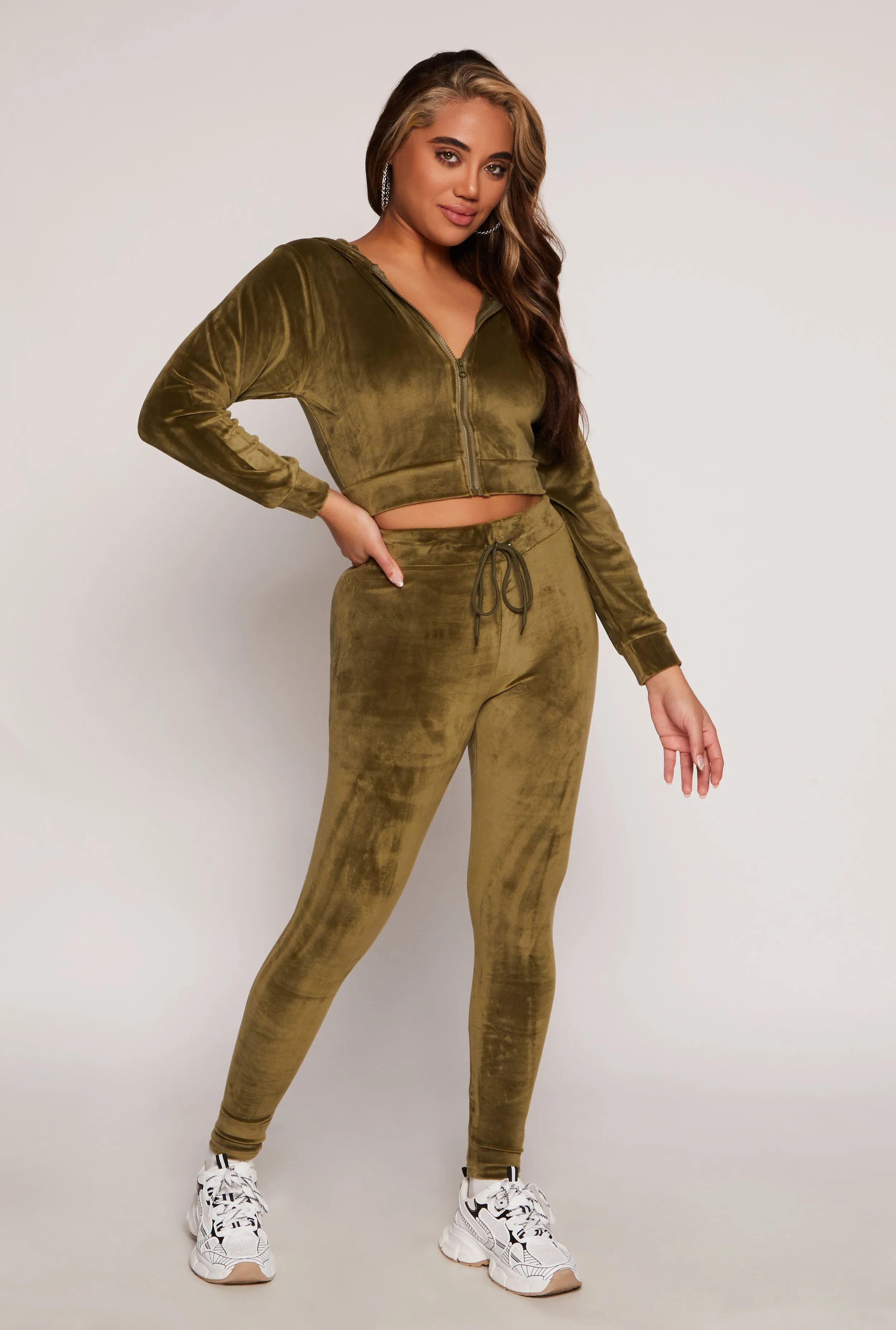 Velour Zip Up Hooded Crop Top sold by Rainbow product image thumbnail 2