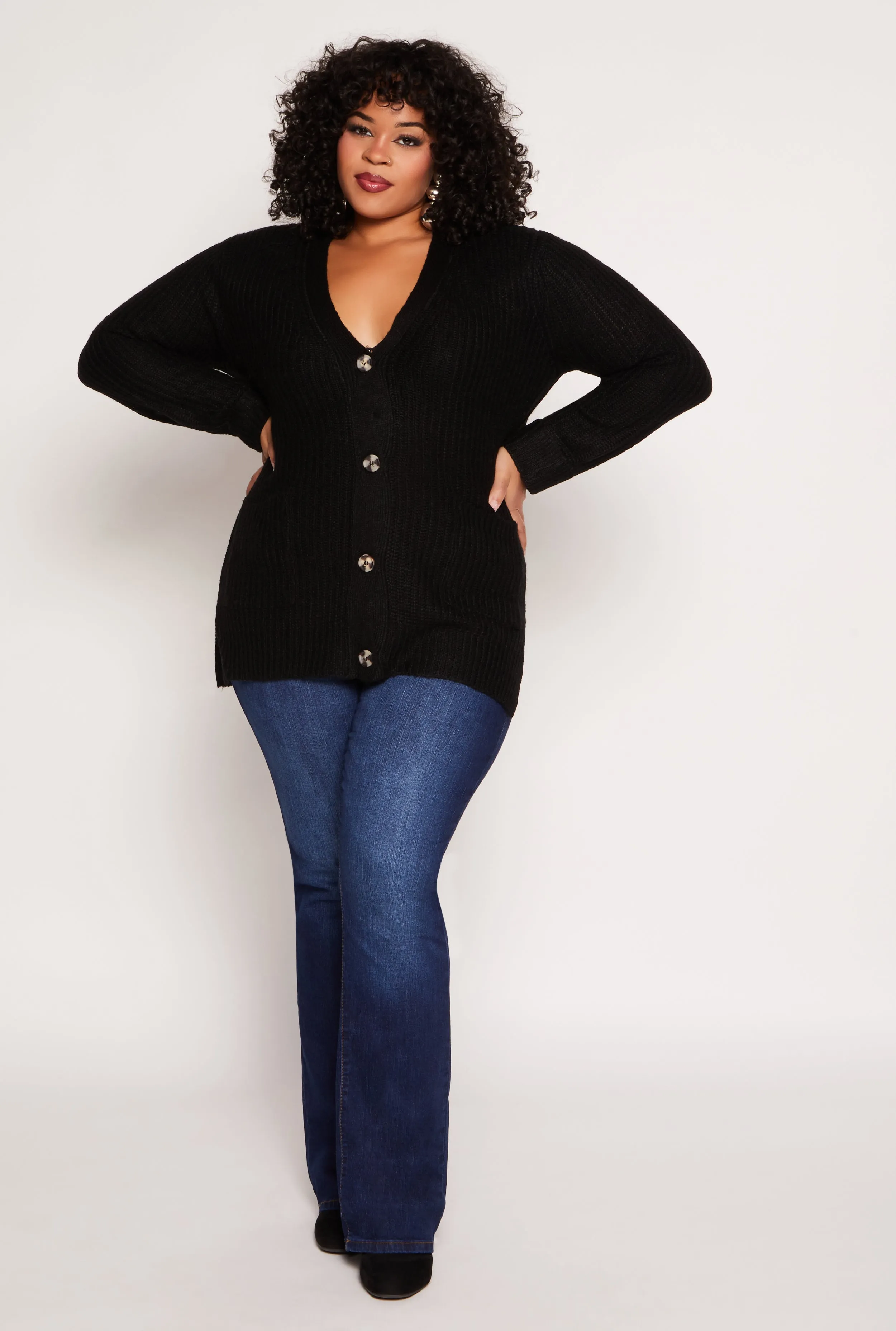 Plus Size Button Front Knit Cardigan sold by Rainbow product image thumbnail 2