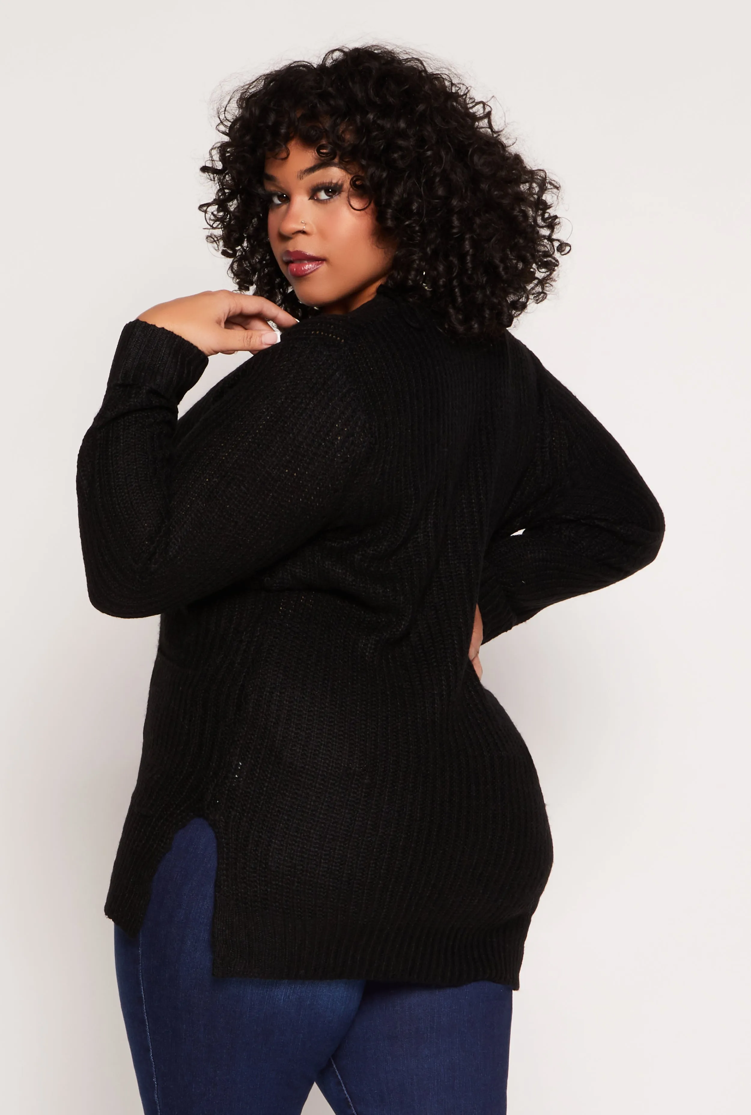 Plus Size Button Front Knit Cardigan sold by Rainbow product image thumbnail 3