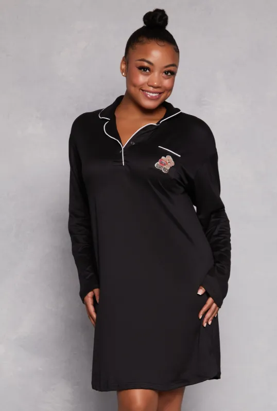 Plus Size Graphic Long Sleeve Sleep Shirt sold by Rainbow