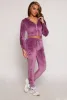 Velour Zip Up Hooded Crop Top sold by Rainbow