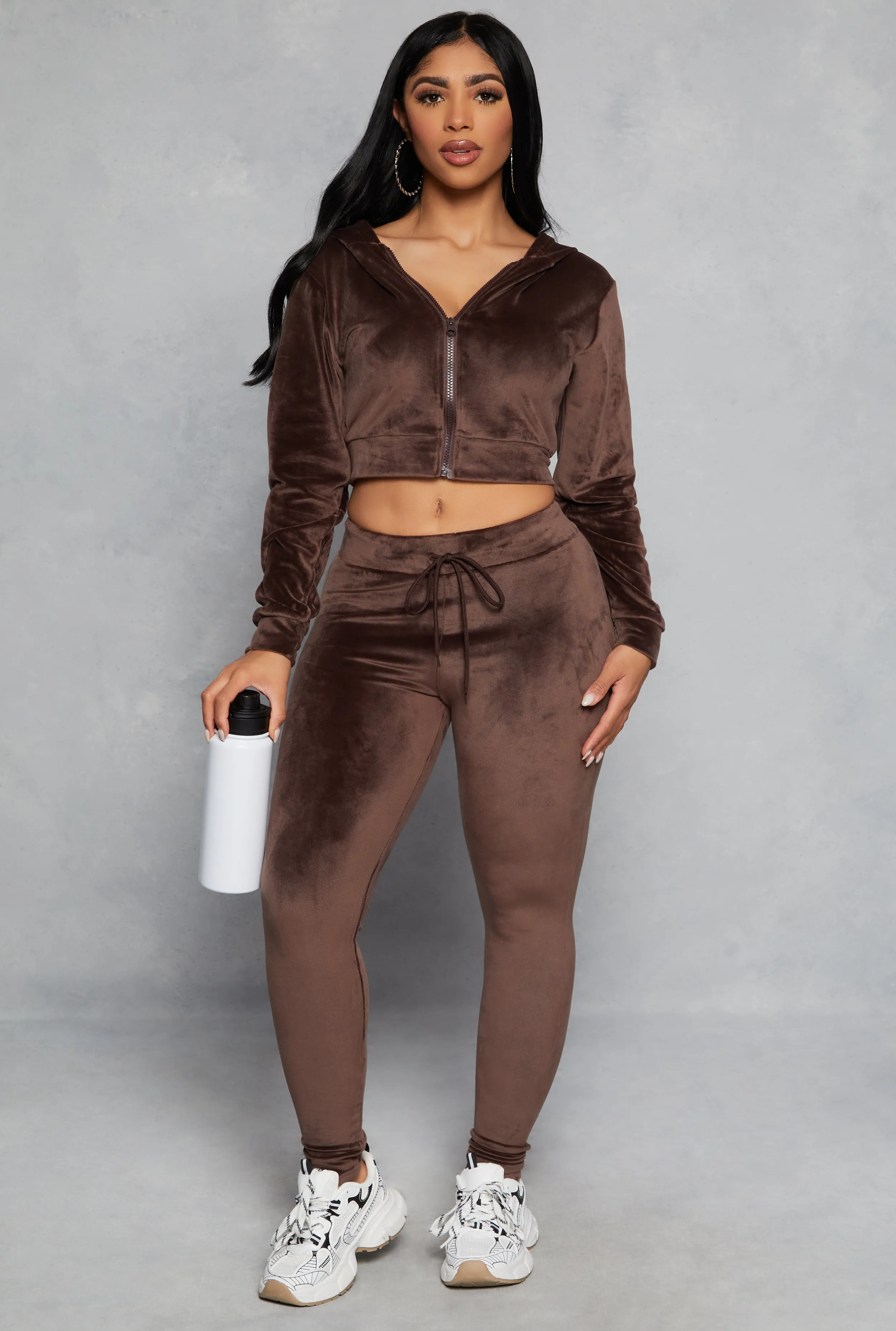 Velour Zip Up Hooded Crop Top sold by Rainbow product image thumbnail 2