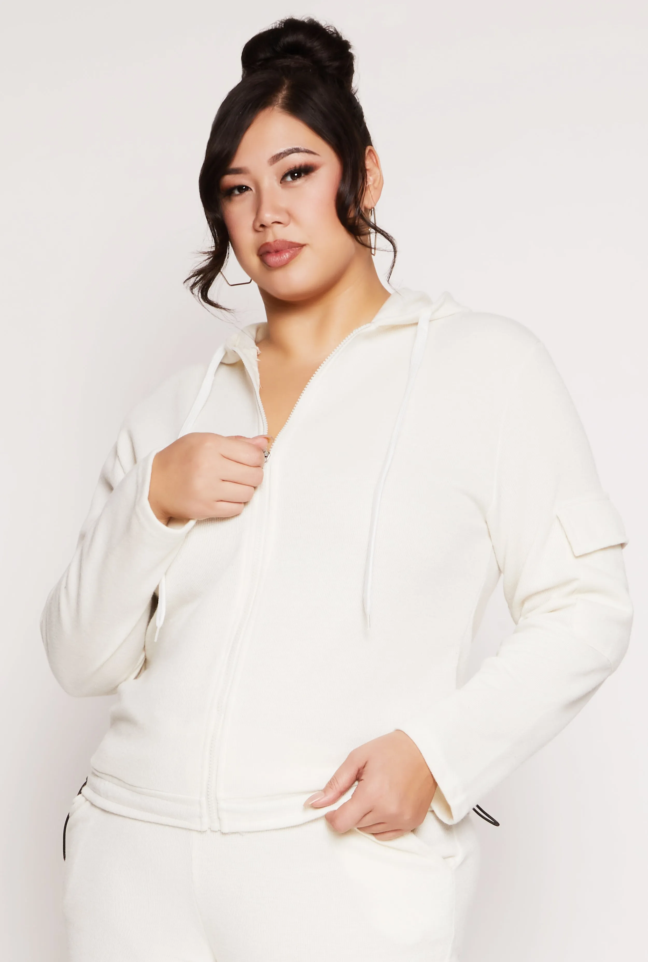 Plus Size Cargo Pocket Hooded Sweatshirt sold by Rainbow