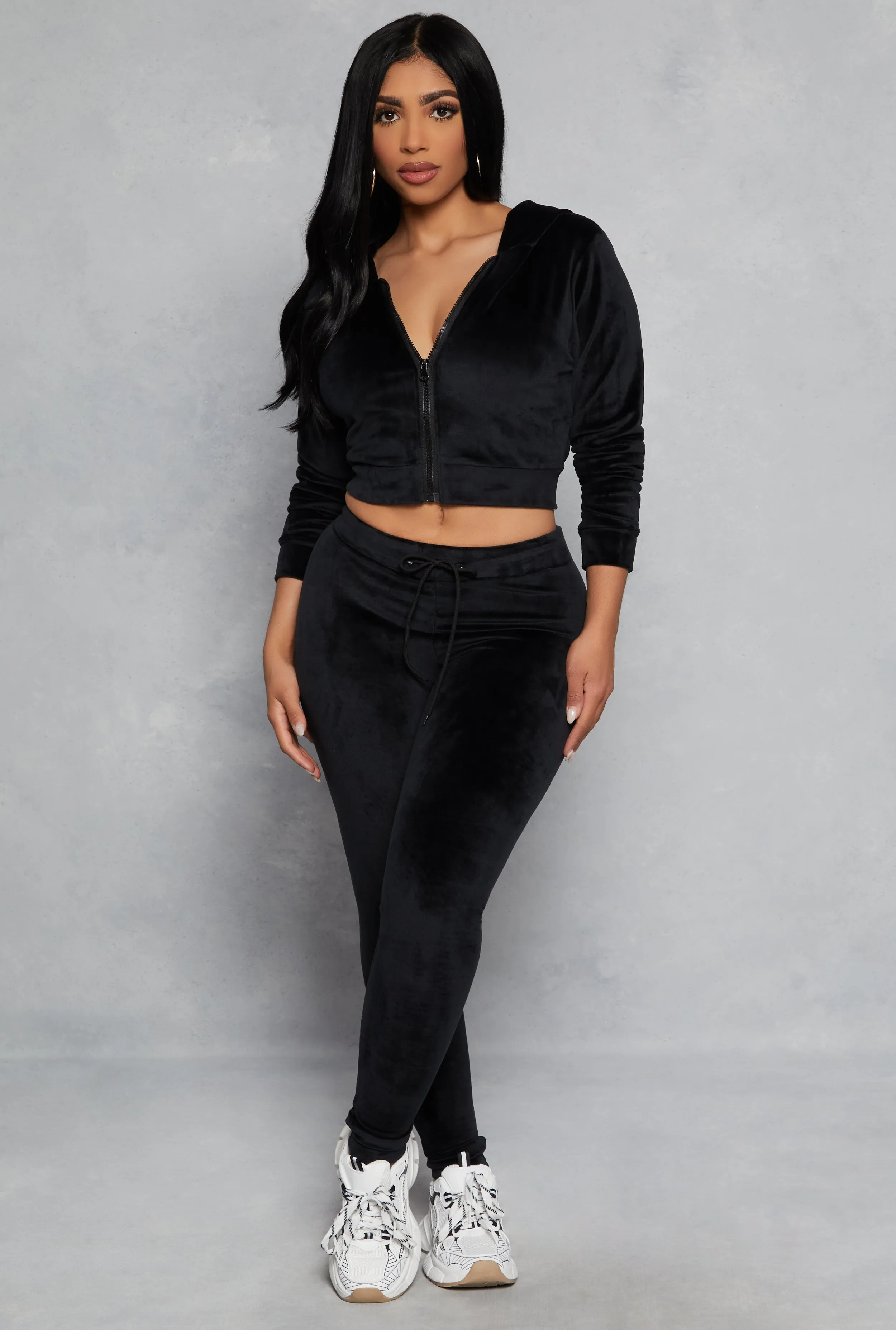 Velour Zip Up Hooded Crop Top sold by Rainbow product image thumbnail 2