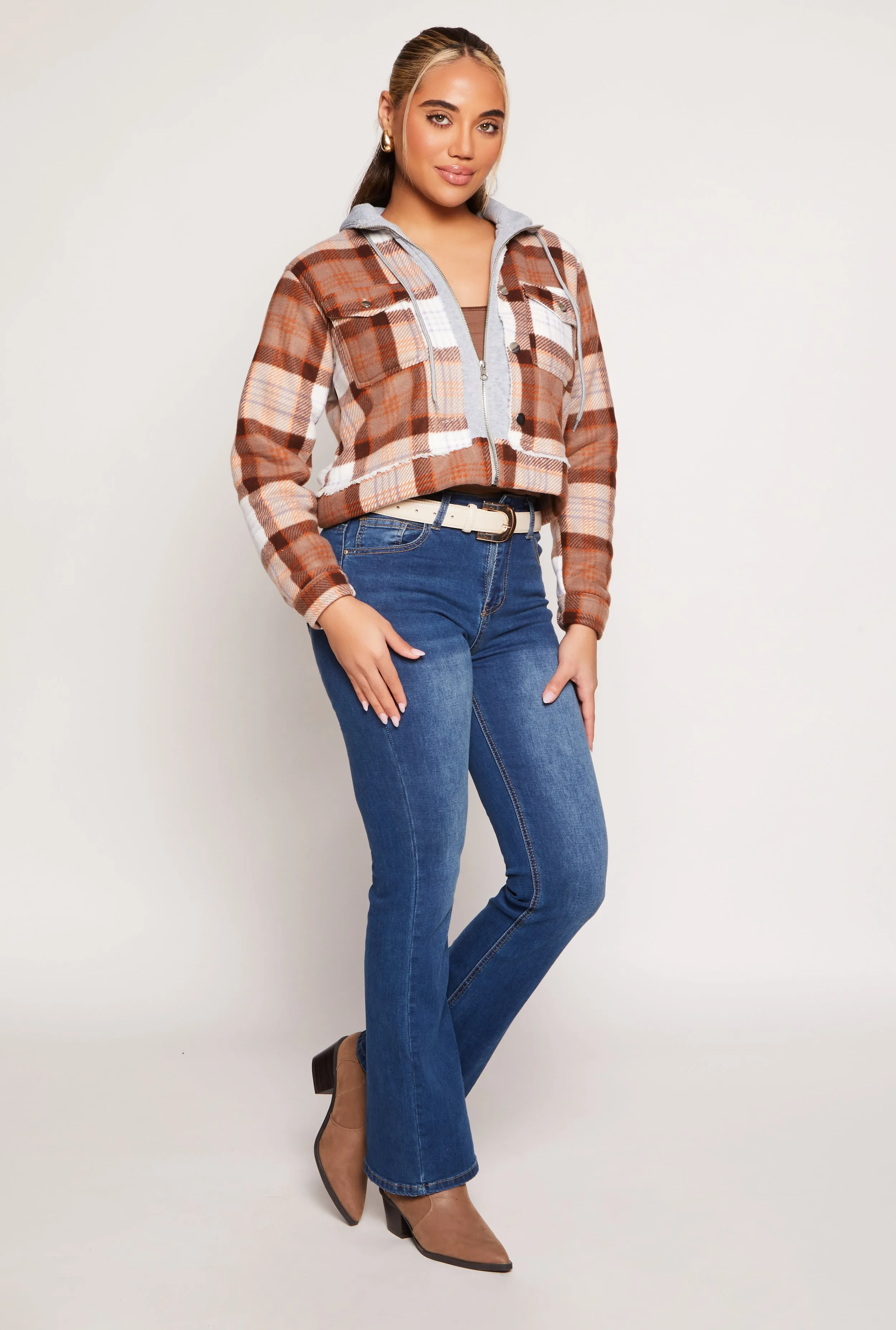 Plaid Sherpa Lined Hooded Jacket sold by Rainbow product image thumbnail 2