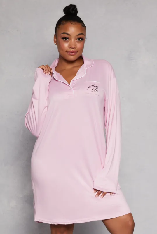 Plus Size Graphic Long Sleeve Sleep Shirt sold by Rainbow