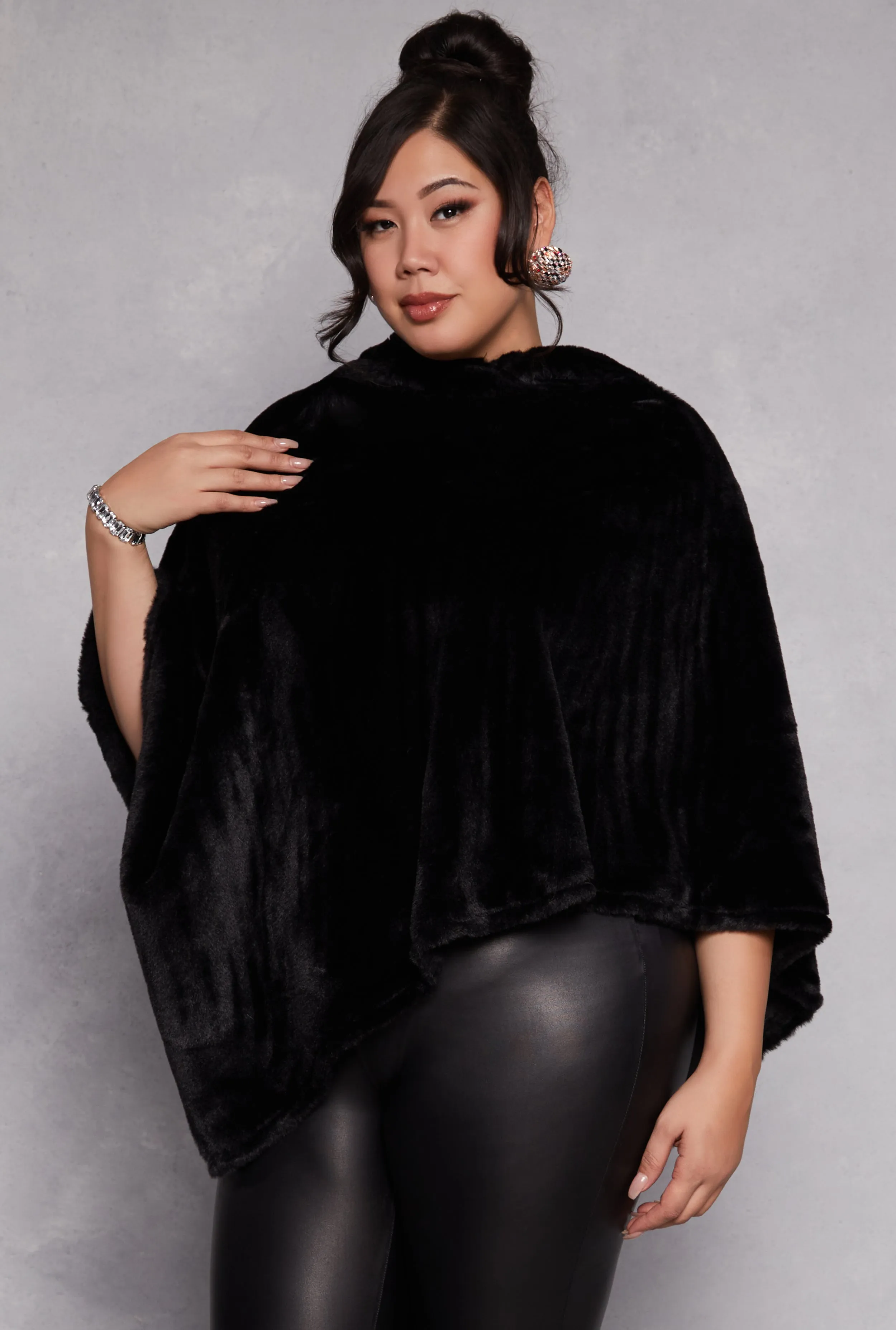 Faux Fur Hooded Poncho sold by Rainbow product image thumbnail 5