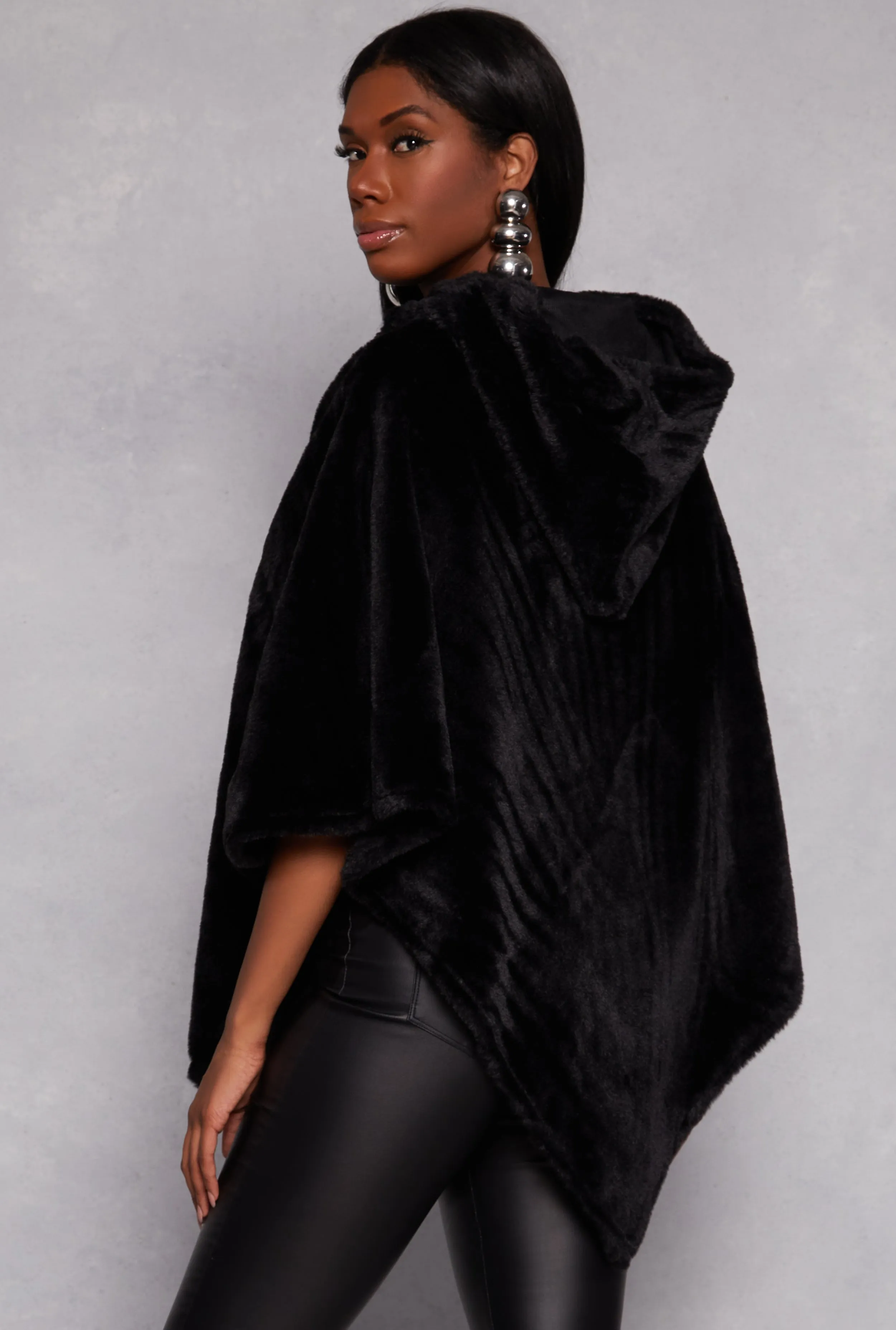 Faux Fur Hooded Poncho sold by Rainbow product image thumbnail 3