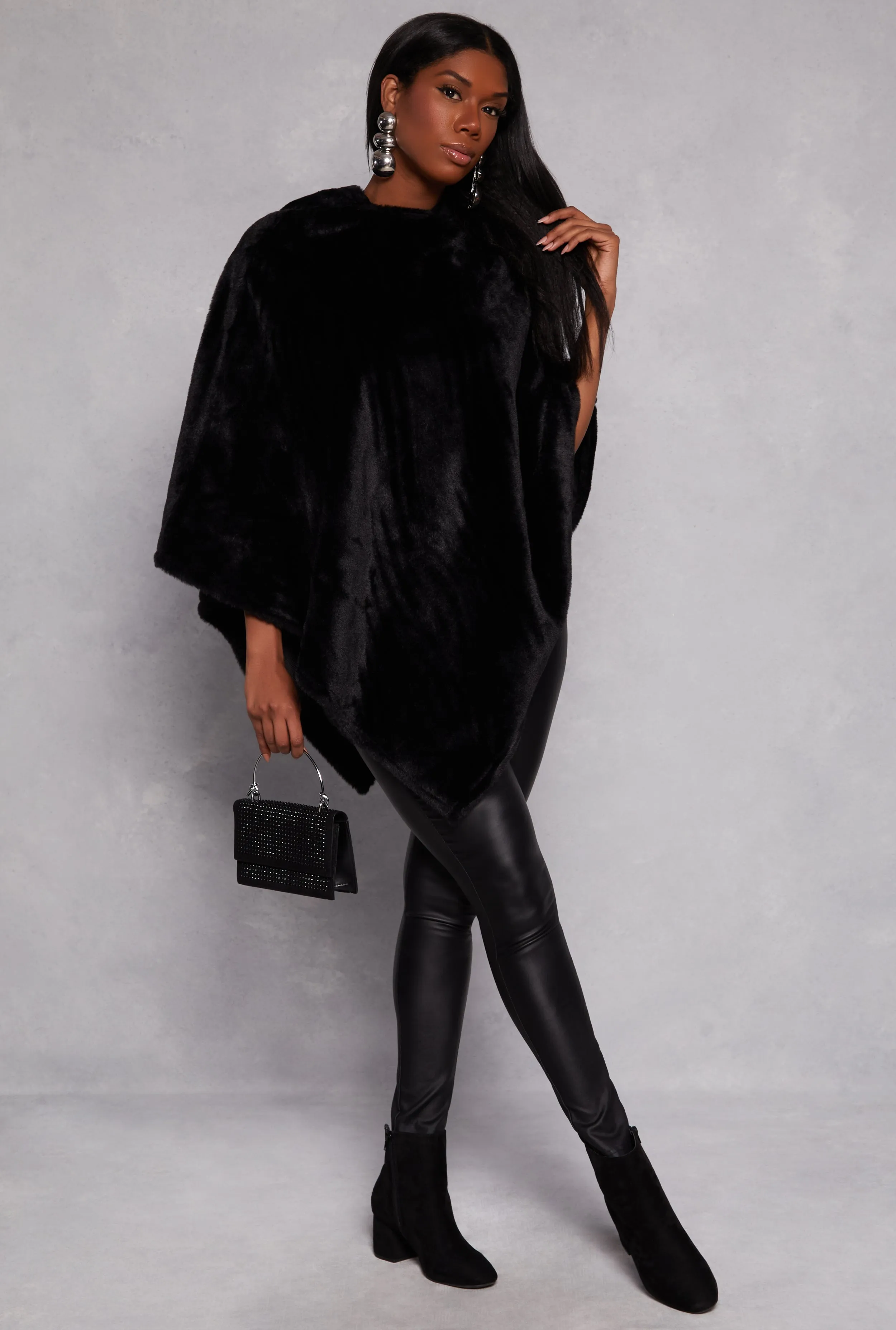 Faux Fur Hooded Poncho sold by Rainbow product image thumbnail 2