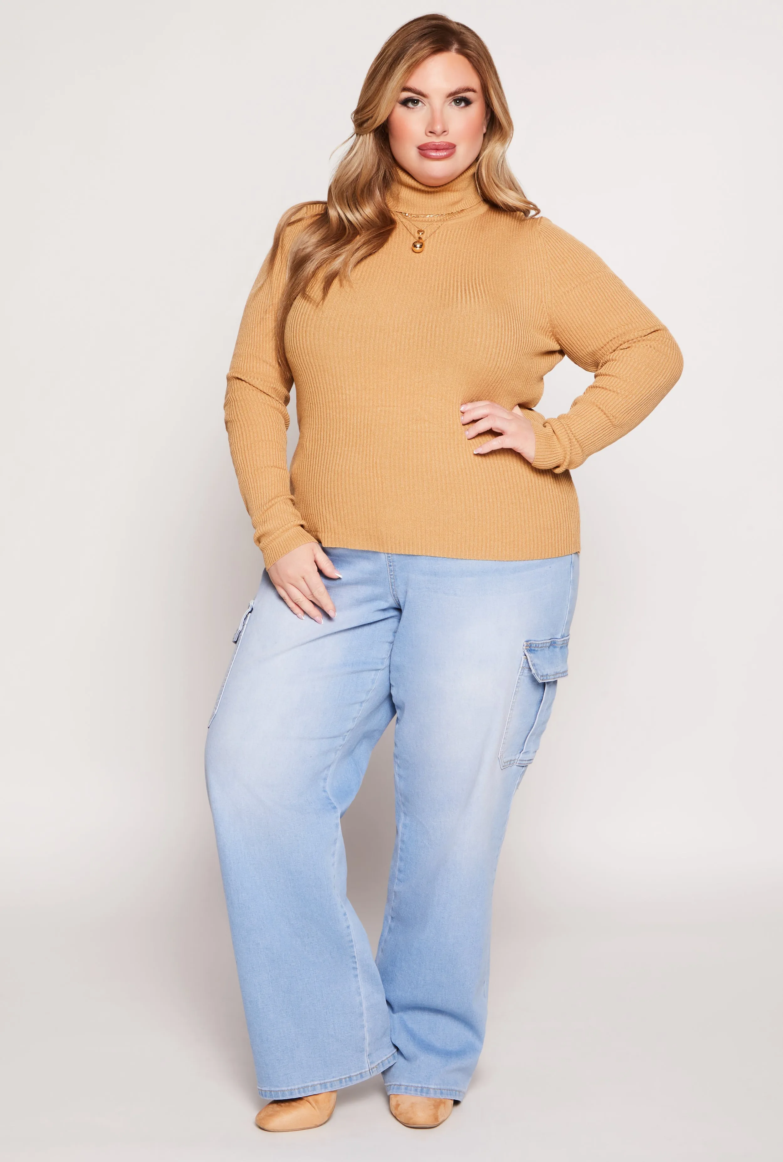 Plus Size Solid Rib Knit Turtleneck Top sold by Rainbow product image thumbnail 2