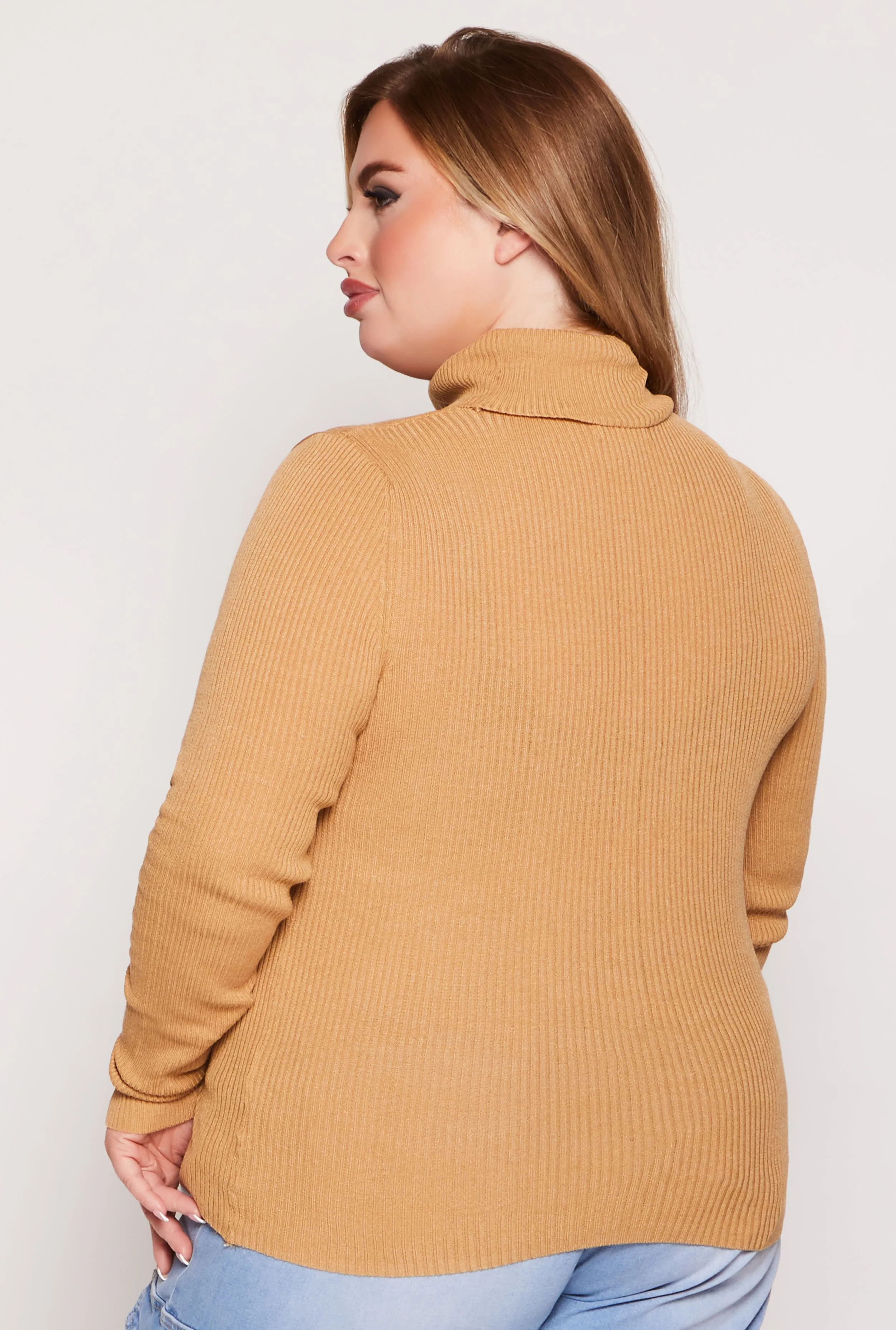 Plus Size Solid Rib Knit Turtleneck Top sold by Rainbow product image thumbnail 3