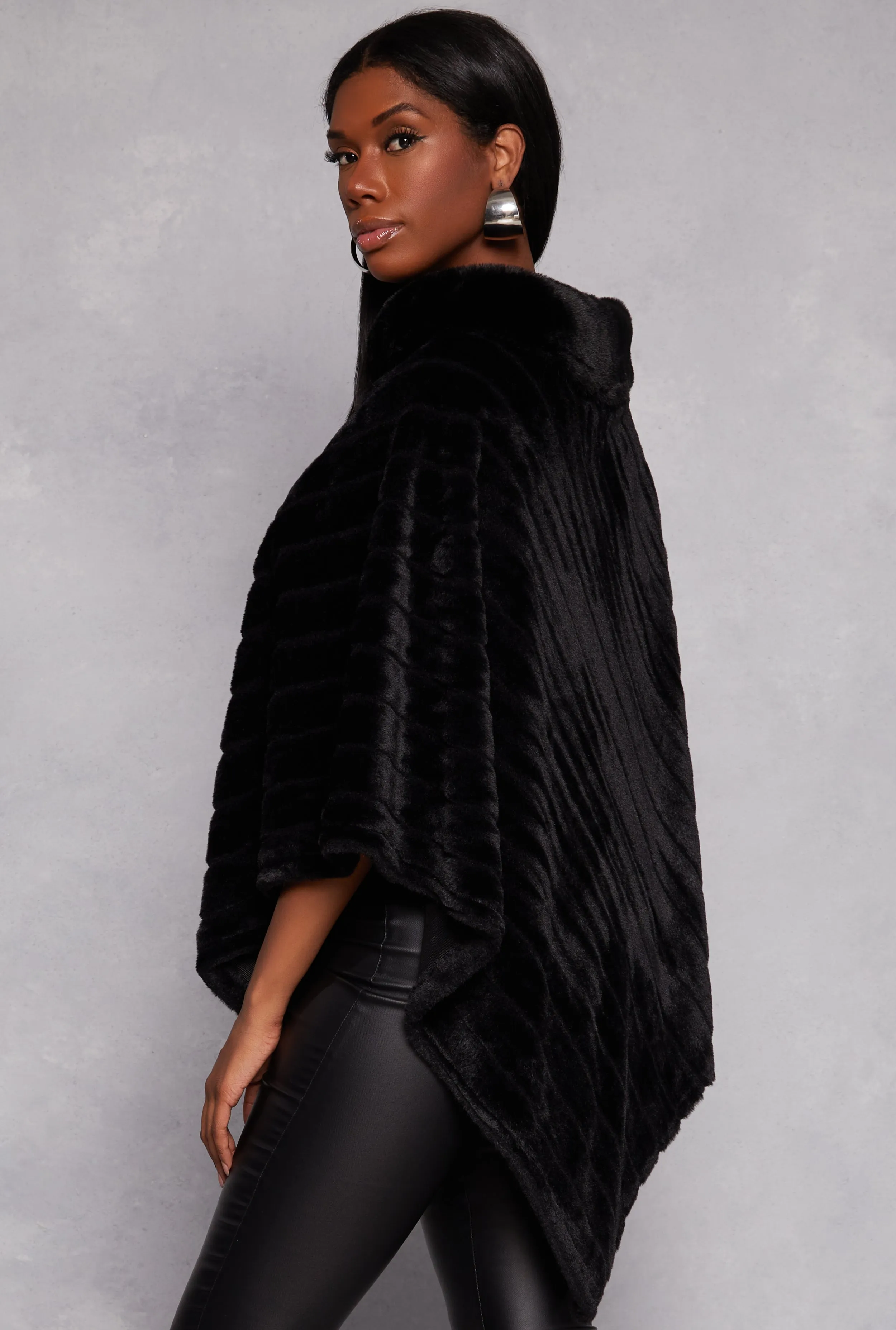 Faux Fur Funnel Neck Poncho sold by Rainbow product image thumbnail 3