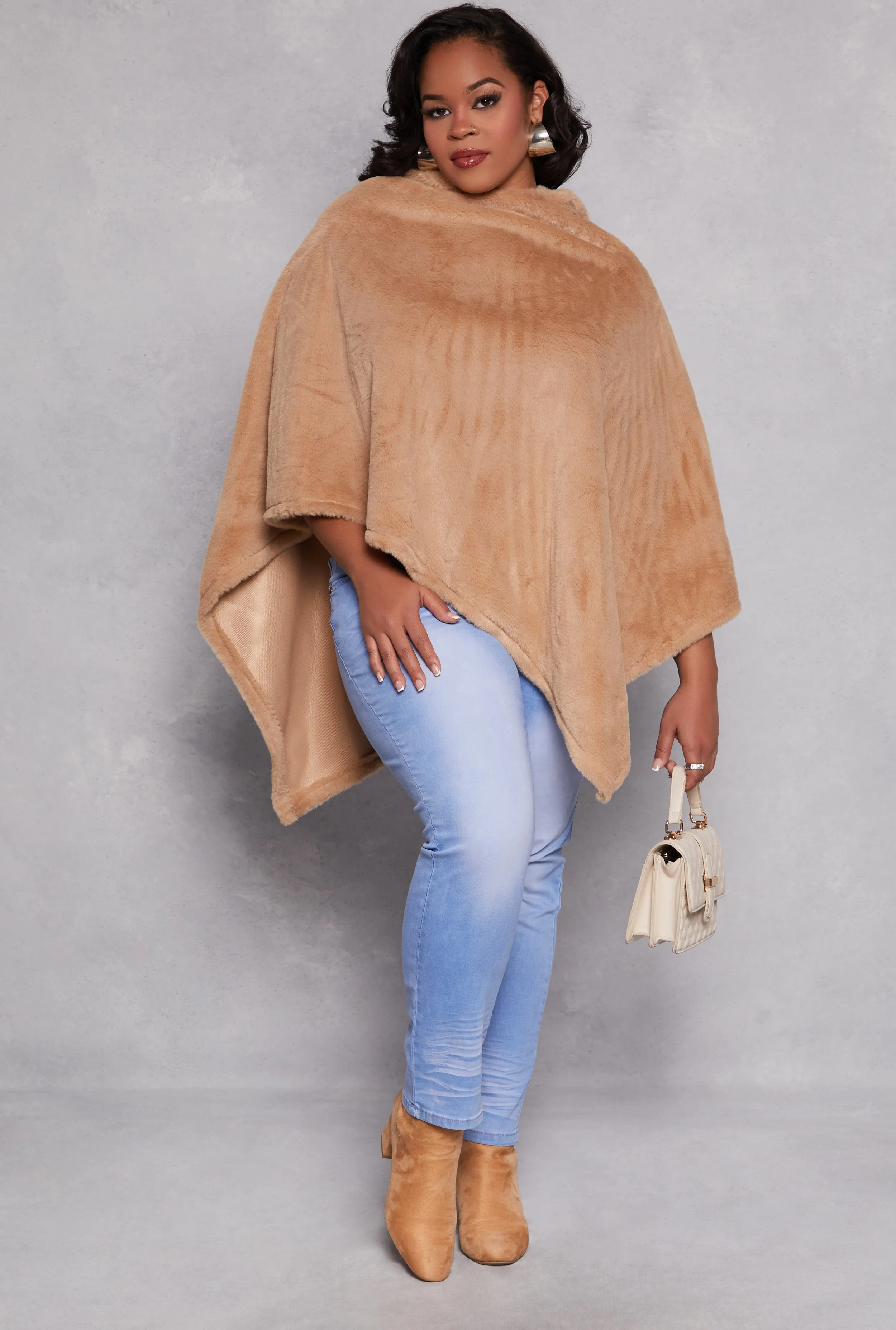Faux Fur Hooded Poncho sold by Rainbow product image thumbnail 2