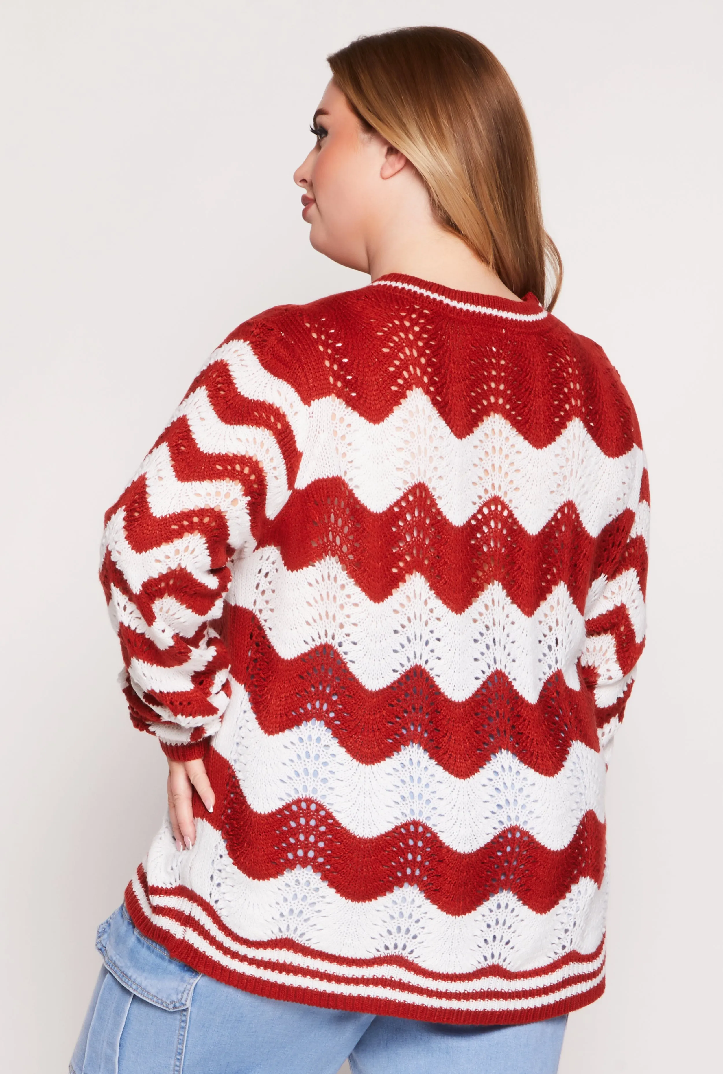 Plus Size Chevron Pointelle Knit Sweater sold by Rainbow product image thumbnail 3