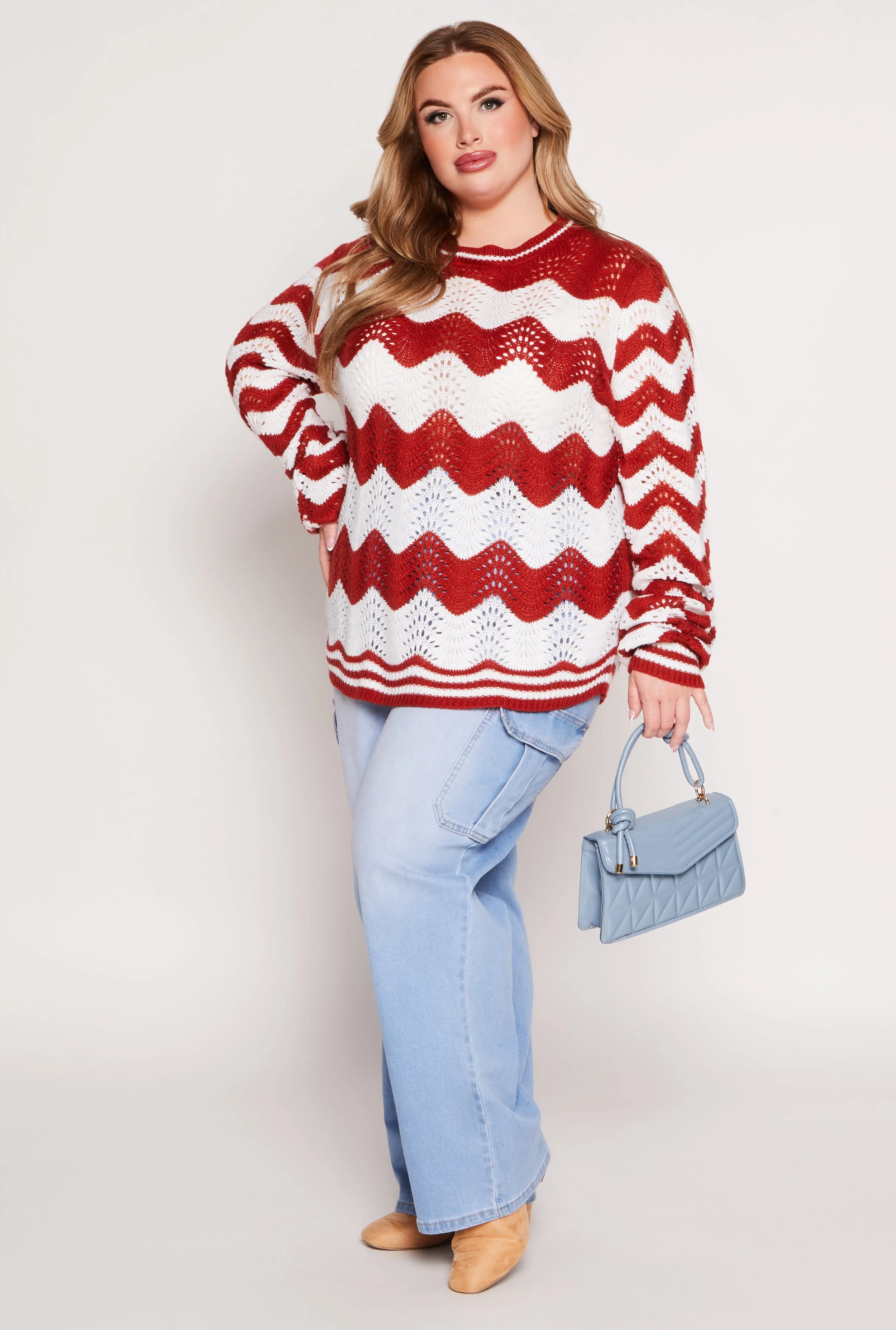 Plus Size Chevron Pointelle Knit Sweater sold by Rainbow product image thumbnail 2