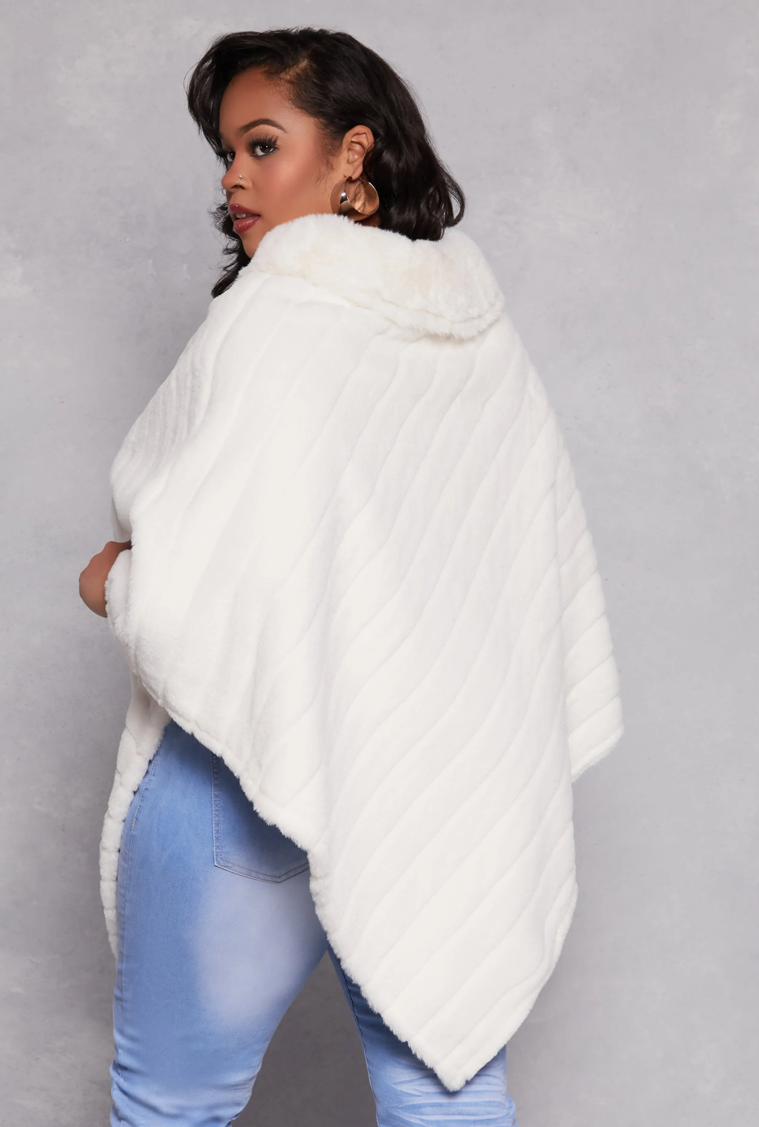 Faux Fur Funnel Neck Poncho sold by Rainbow product image thumbnail 3