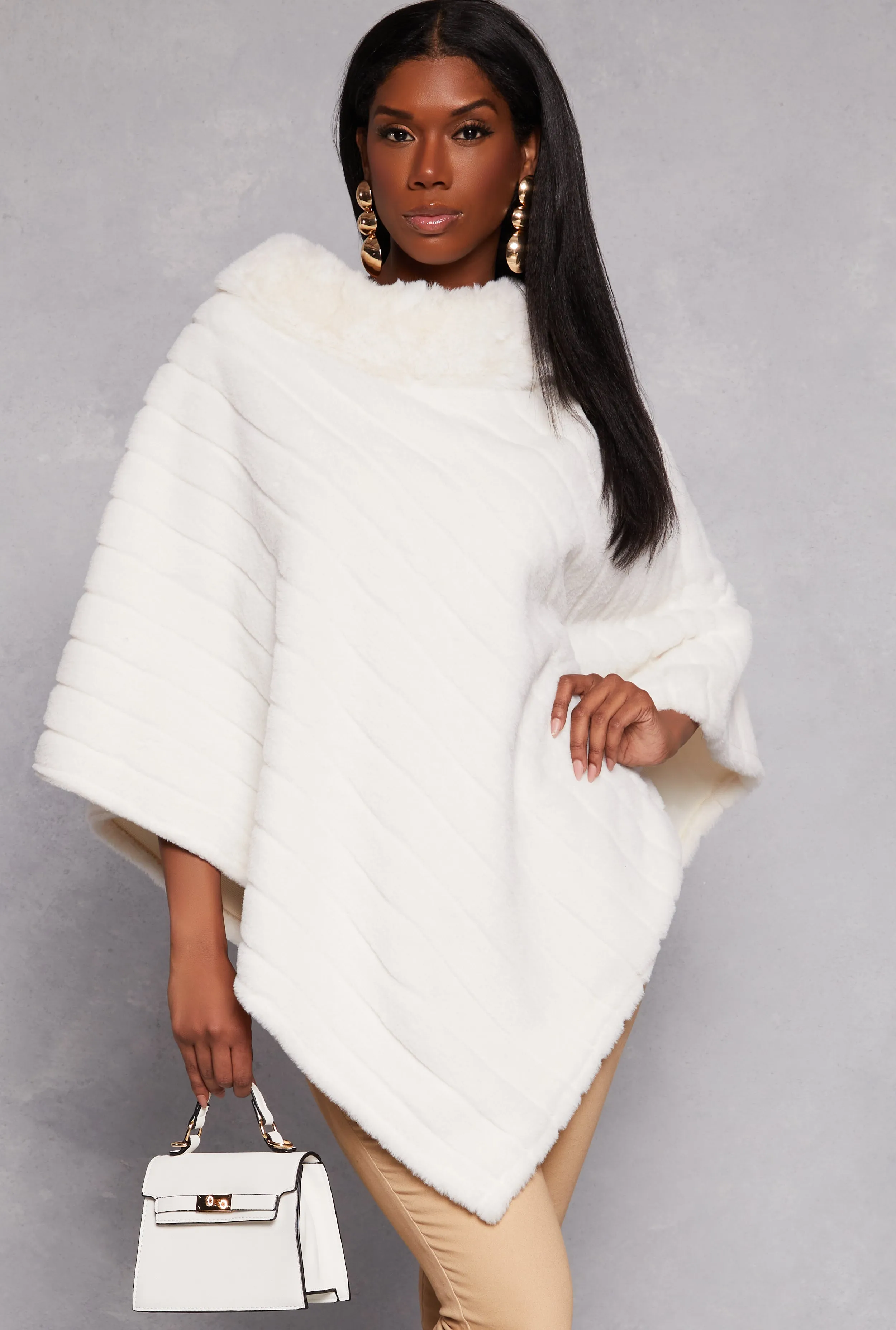 Faux Fur Funnel Neck Poncho sold by Rainbow product image thumbnail 5