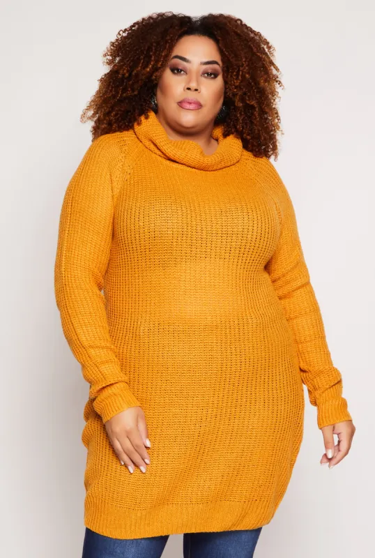 Plus Size Turtle Neck Tunic Sweater sold by Rainbow