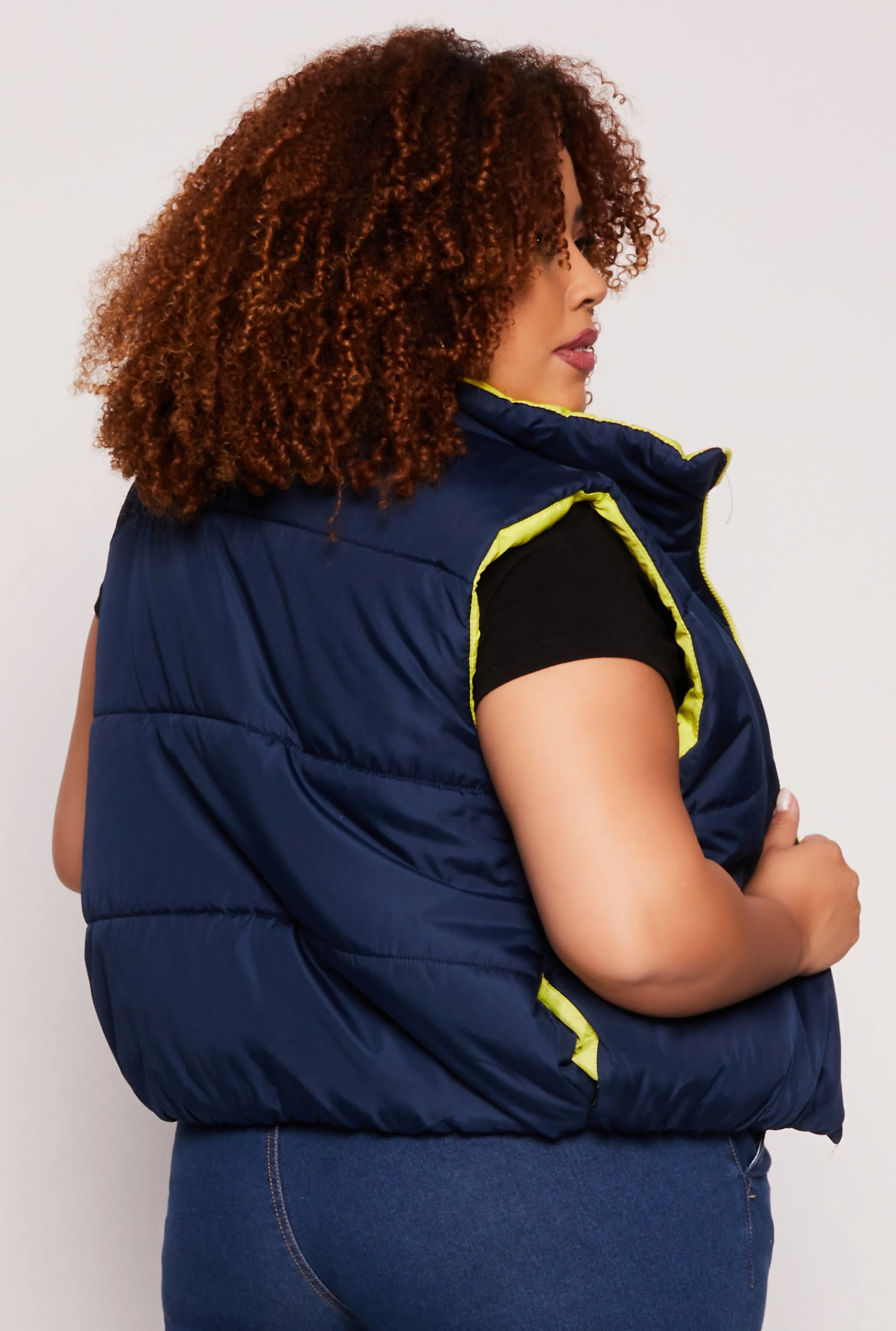 Plus Size Color Blocked Puffer Vest sold by Rainbow product image thumbnail 3