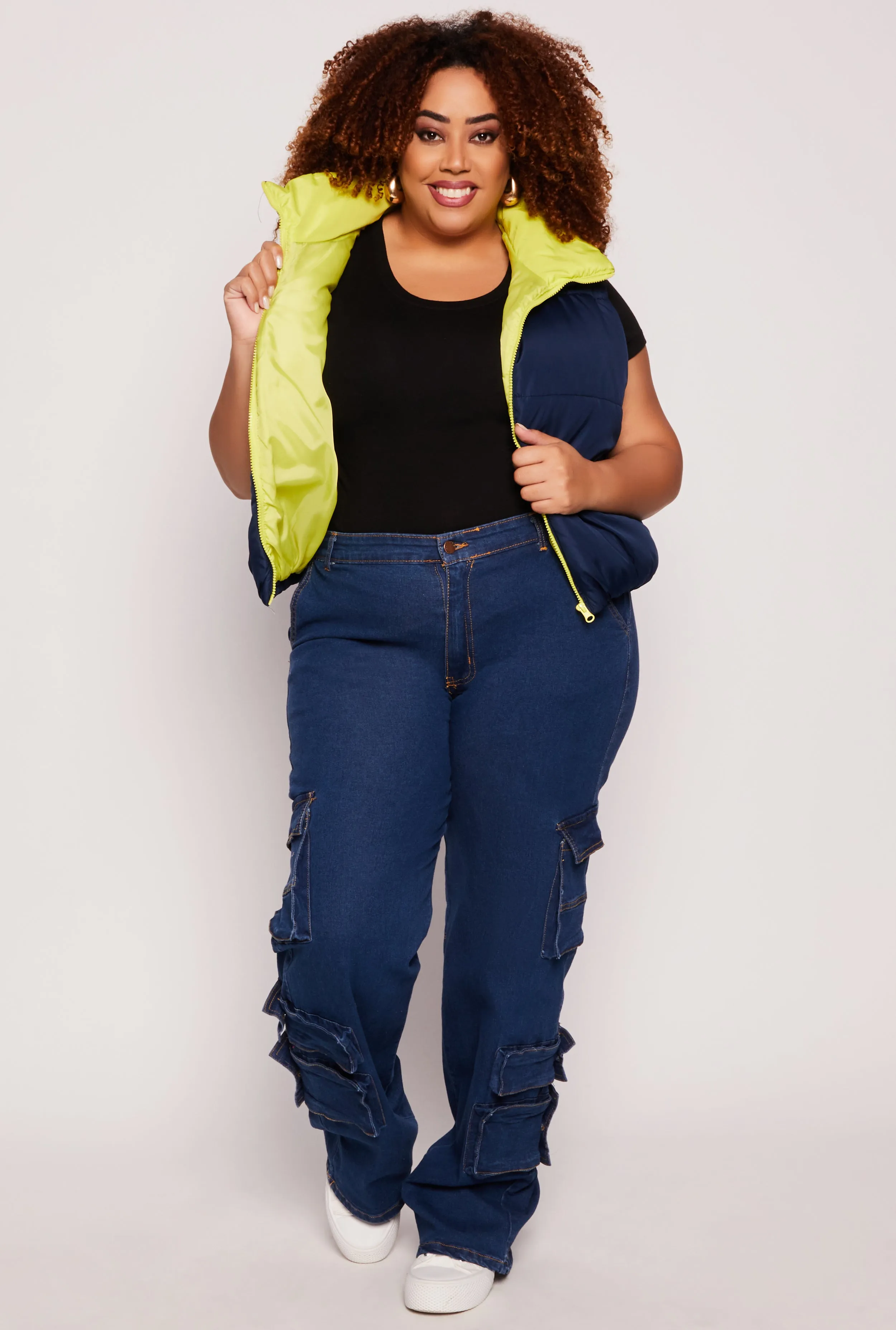 Plus Size Color Blocked Puffer Vest sold by Rainbow product image thumbnail 2