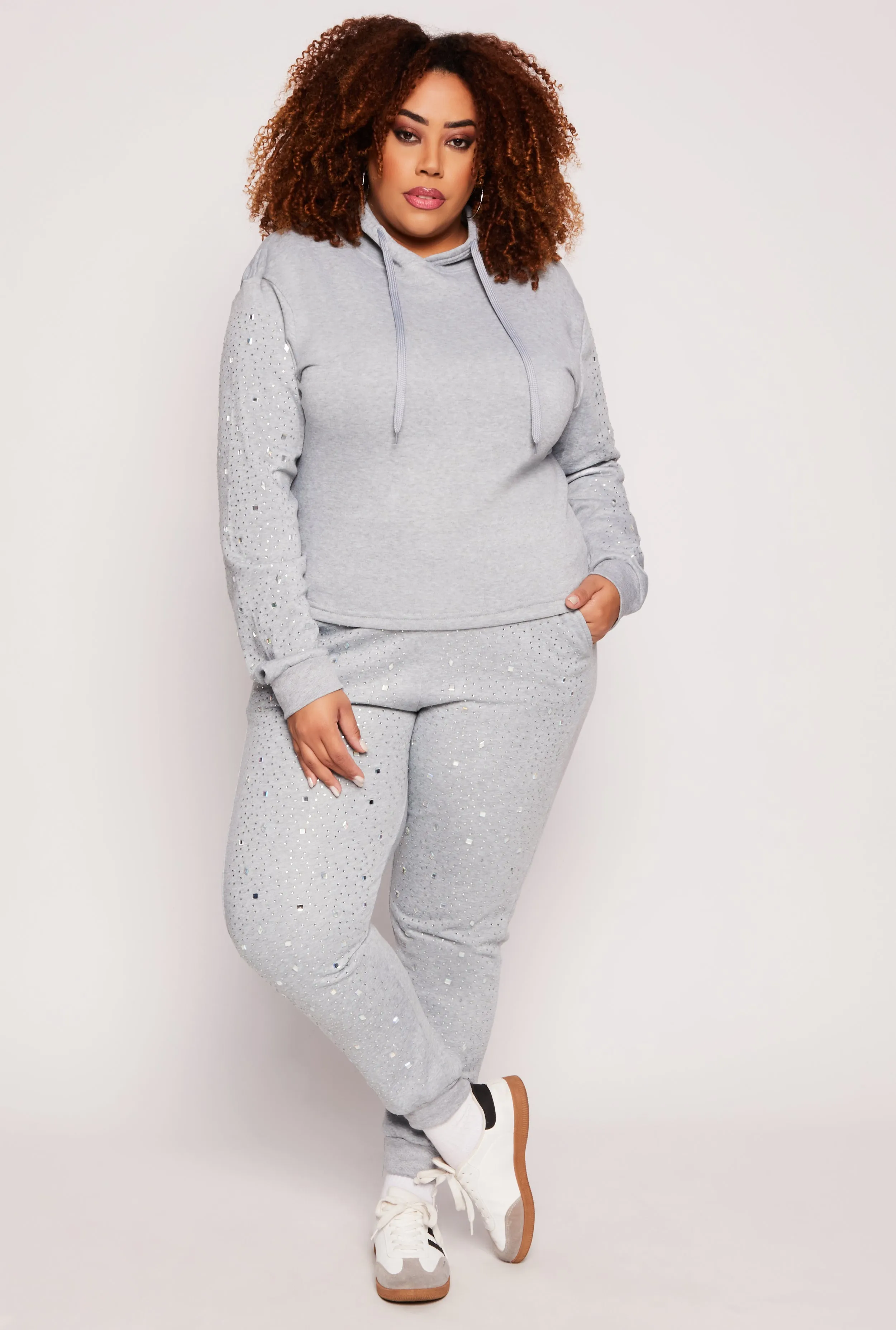 Plus Size Rhinestone Sleeve Hoodie sold by Rainbow product image thumbnail 2