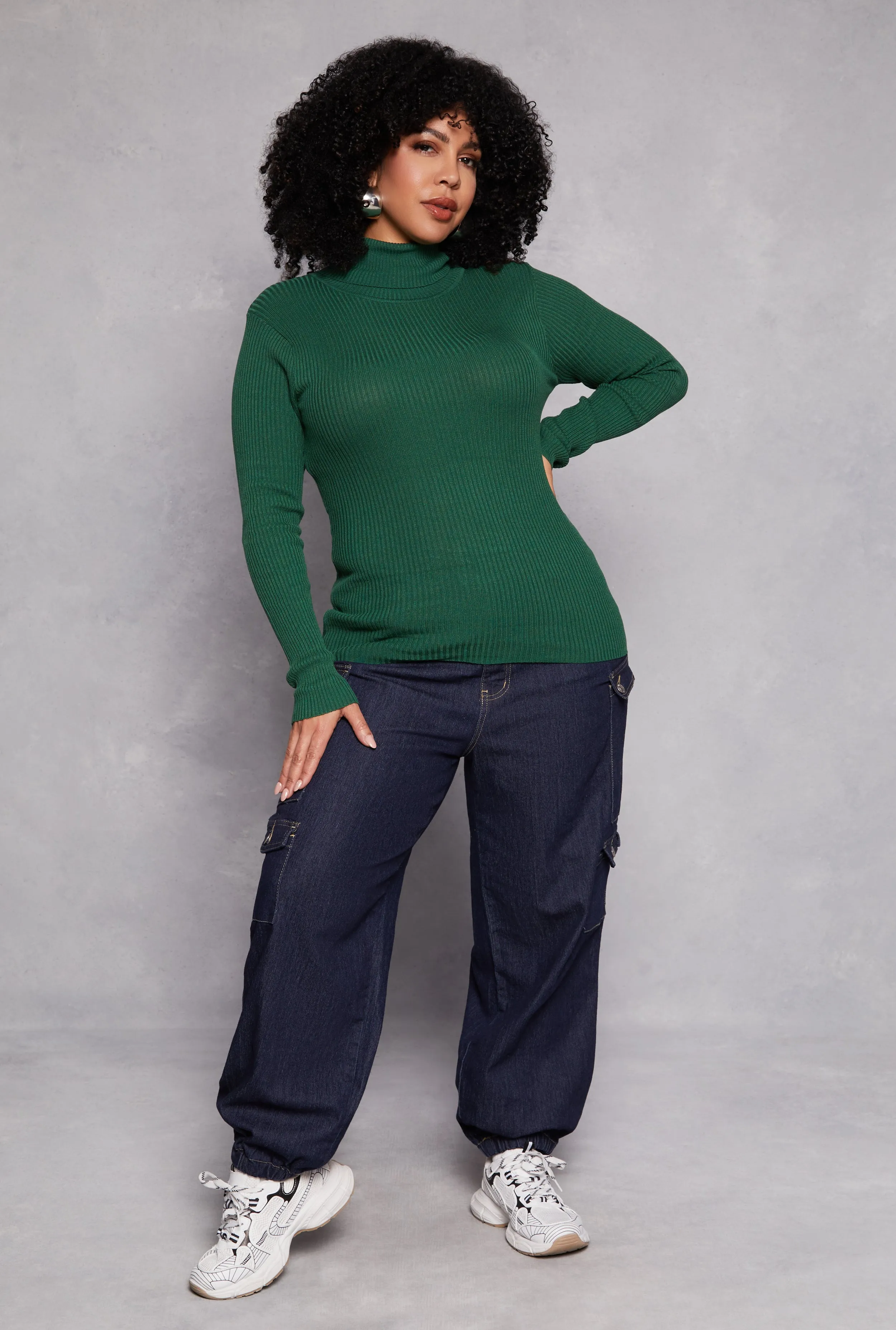 Plus Size Ribbed Knit Turtleneck Pullover Top sold by Rainbow product image thumbnail 2