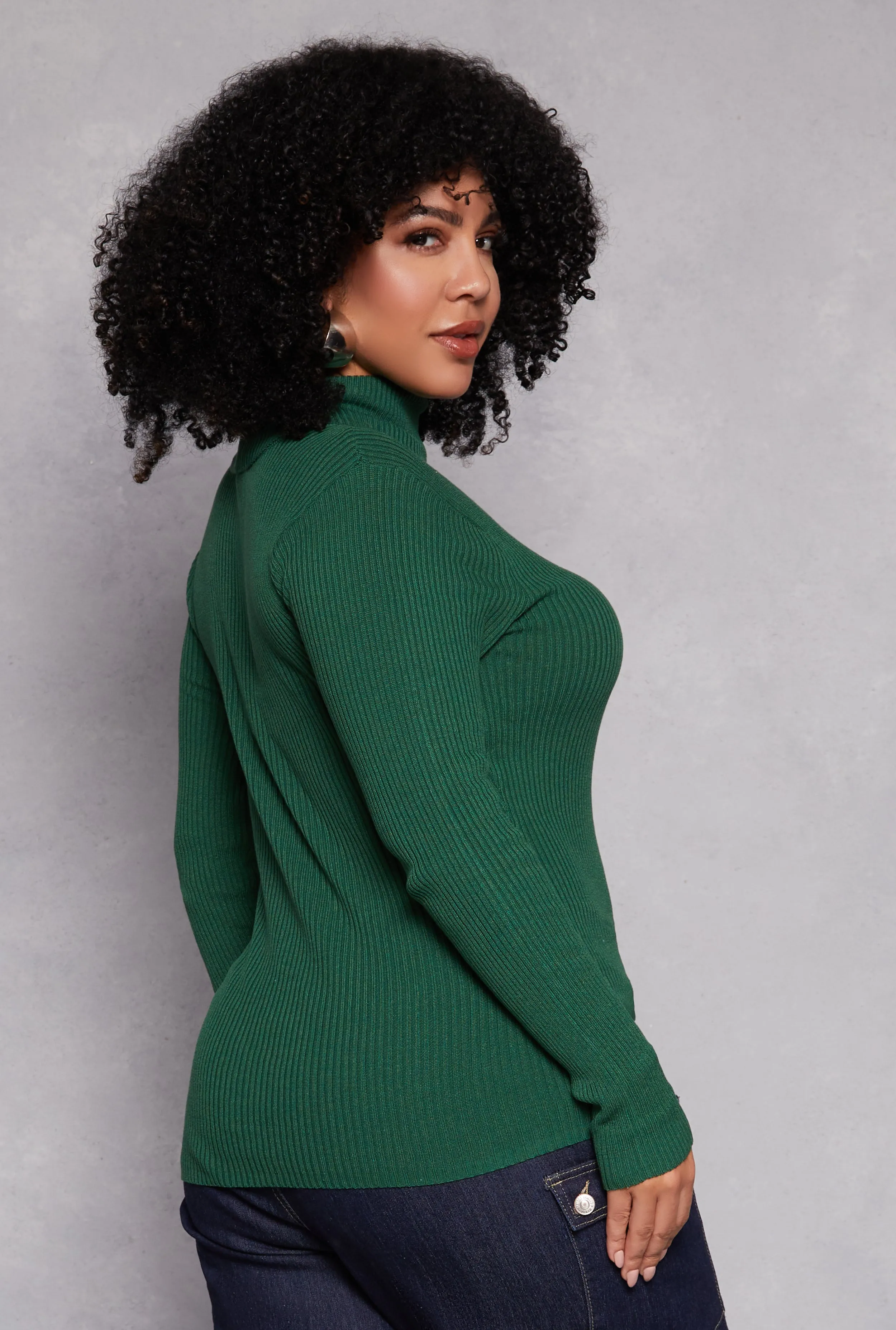 Plus Size Ribbed Knit Turtleneck Pullover Top sold by Rainbow product image thumbnail 3