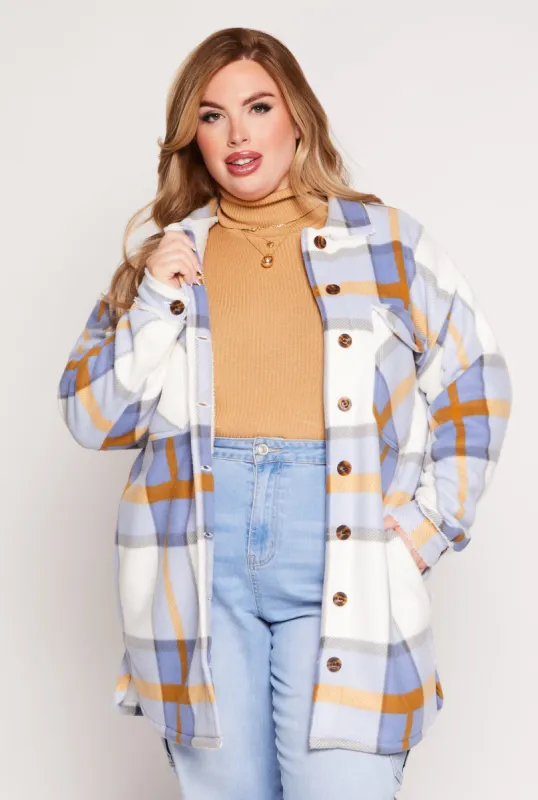 Plus Size Plaid Long Shacket sold by Rainbow