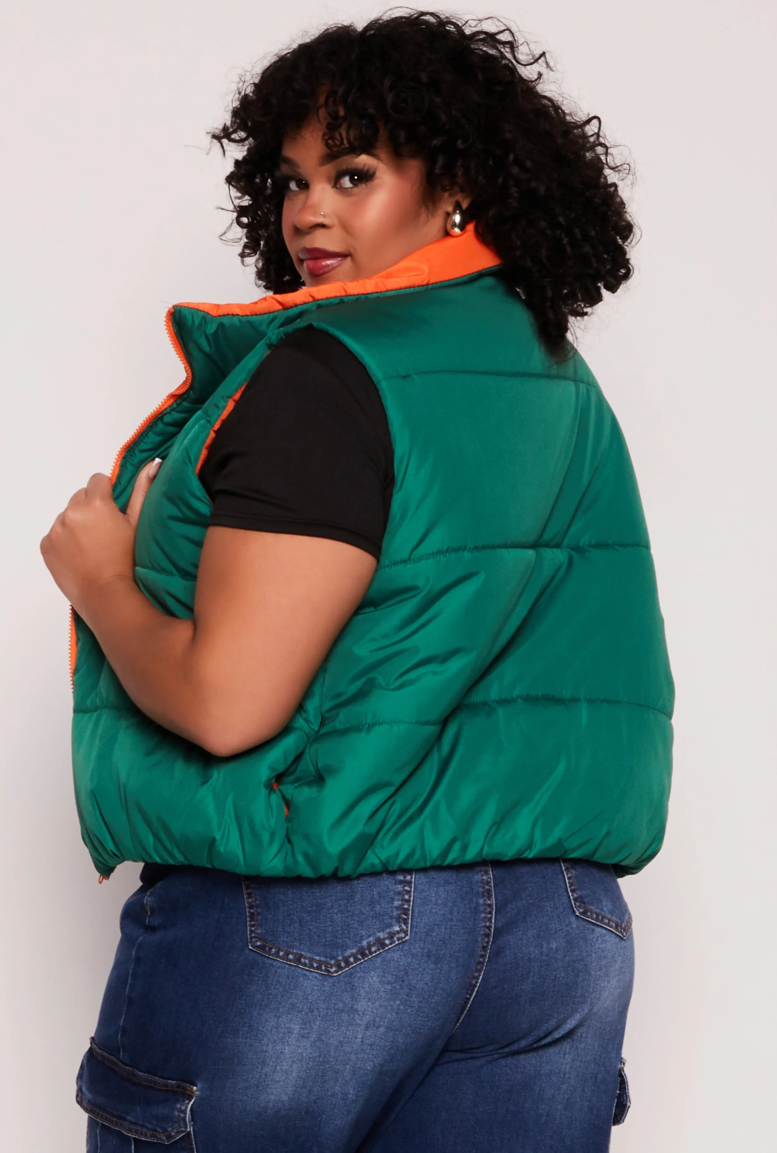 Plus Size Color Blocked Puffer Vest sold by Rainbow product image thumbnail 3