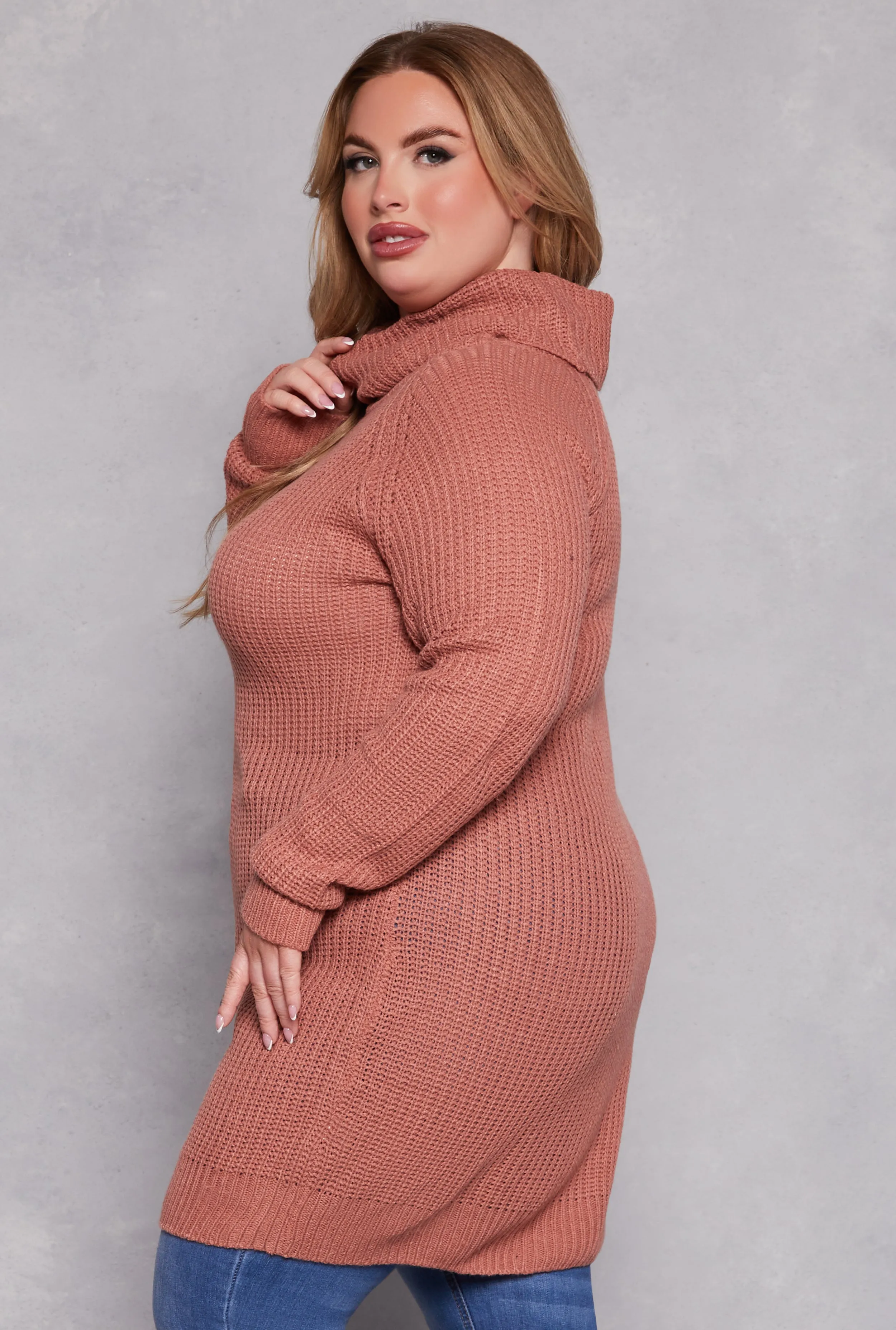 Plus Size Turtle Neck Tunic Sweater sold by Rainbow product image thumbnail 3