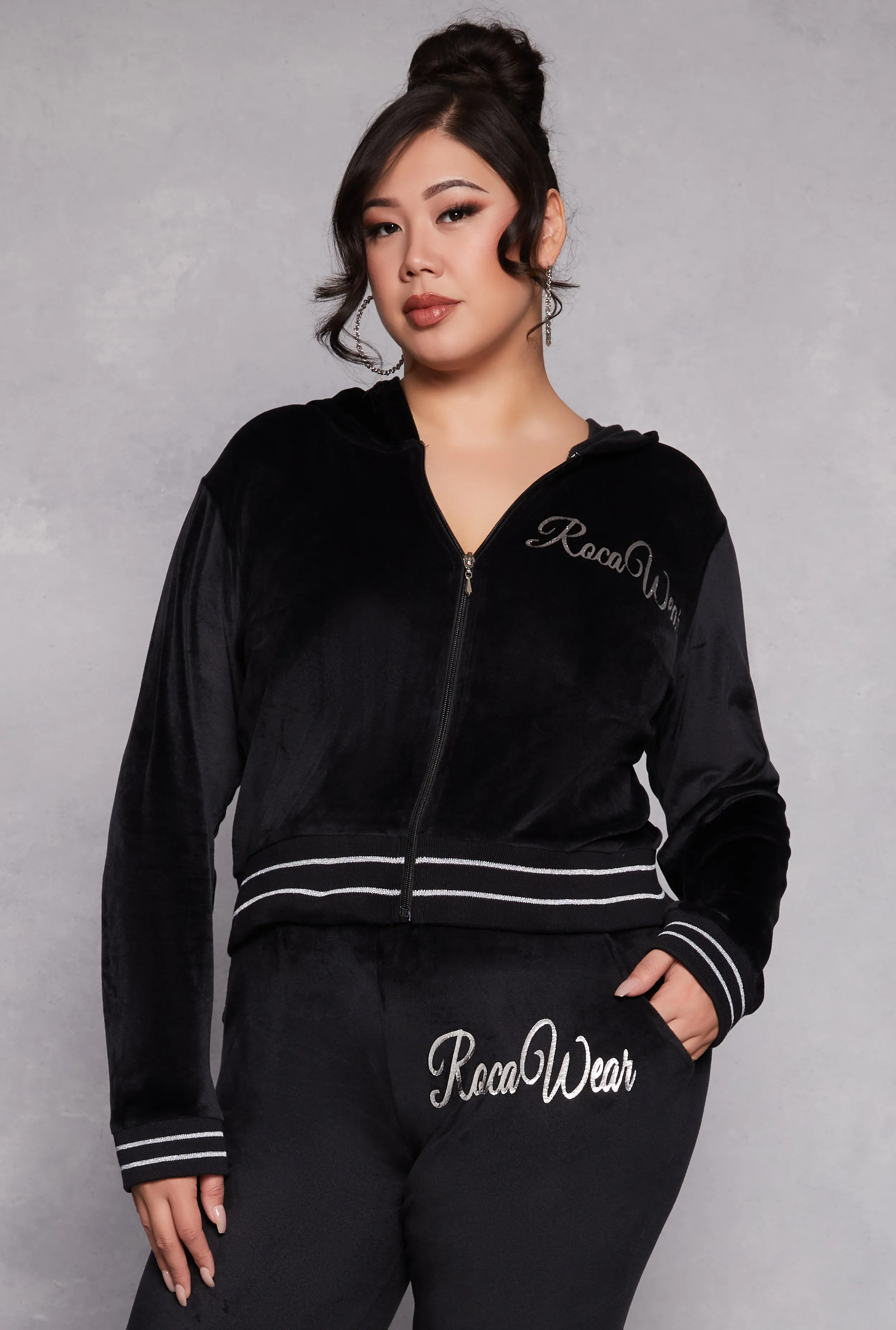 Plus Size Rocawear Velour Zip Front Hoodie sold by Rainbow