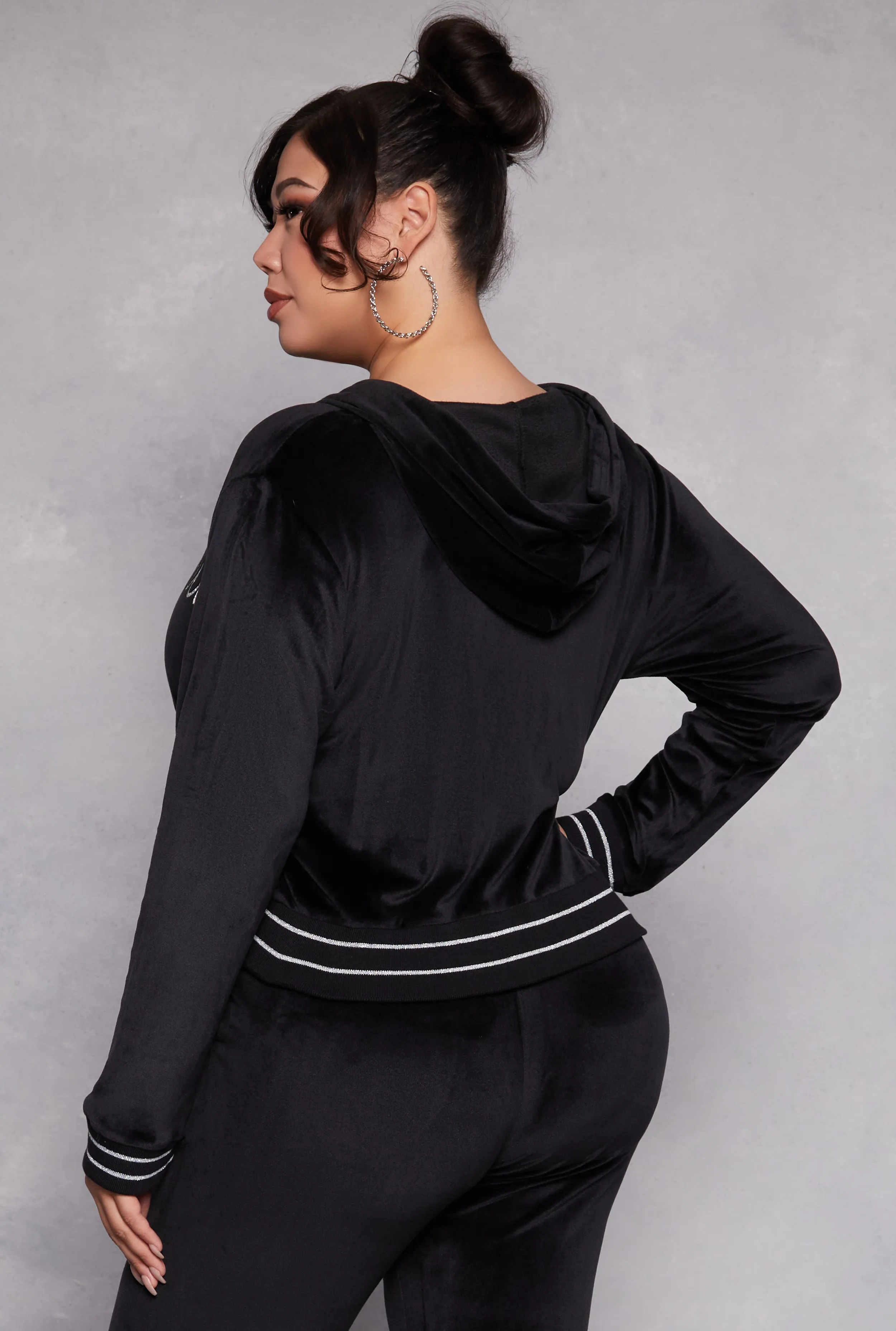 Plus Size Rocawear Velour Zip Front Hoodie sold by Rainbow product image thumbnail 3