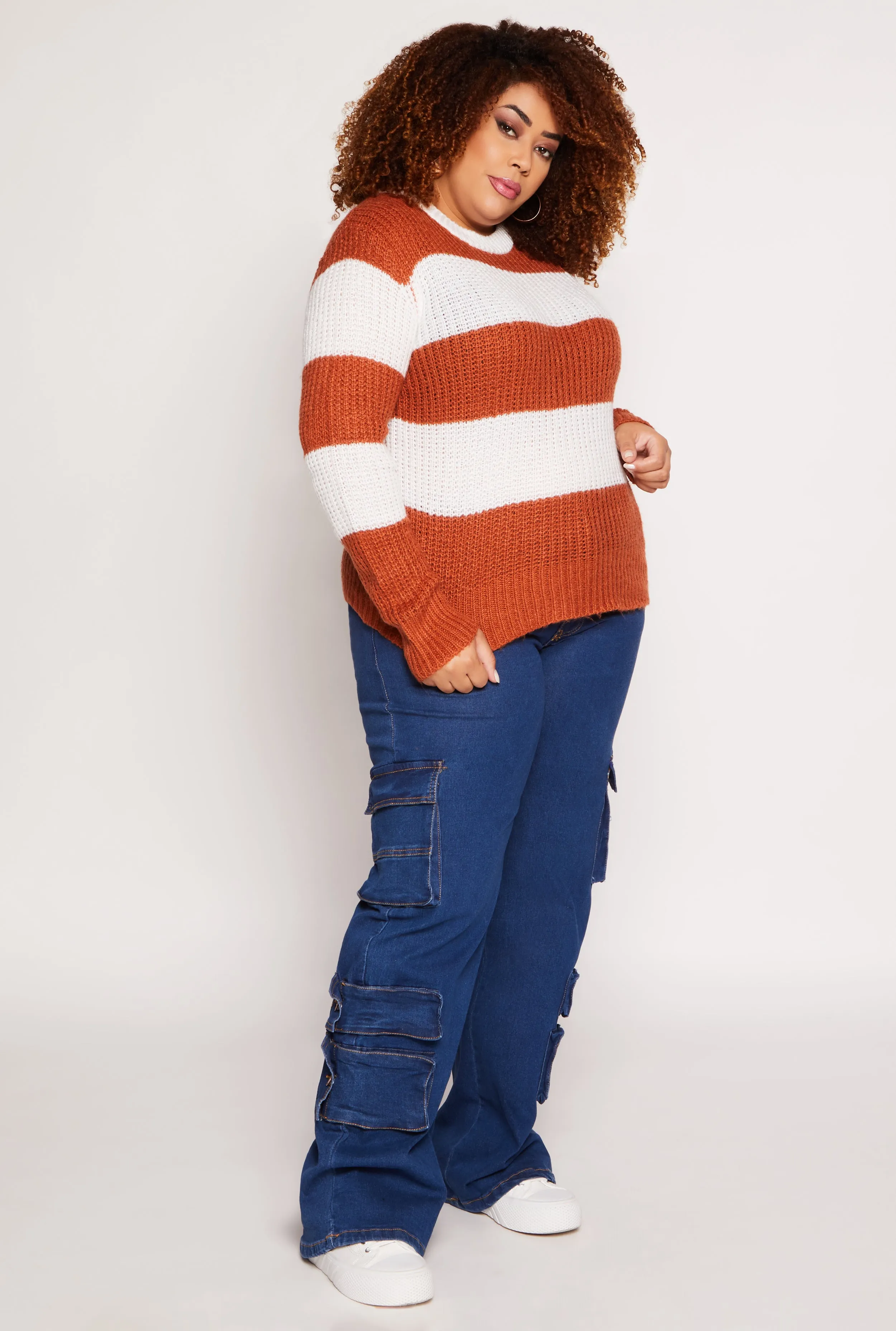 Plus Size Striped Pullover Sweater sold by Rainbow product image thumbnail 2