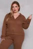 Plus Size Daisy Brushed Knit Zip Front Hoodie sold by Rainbow