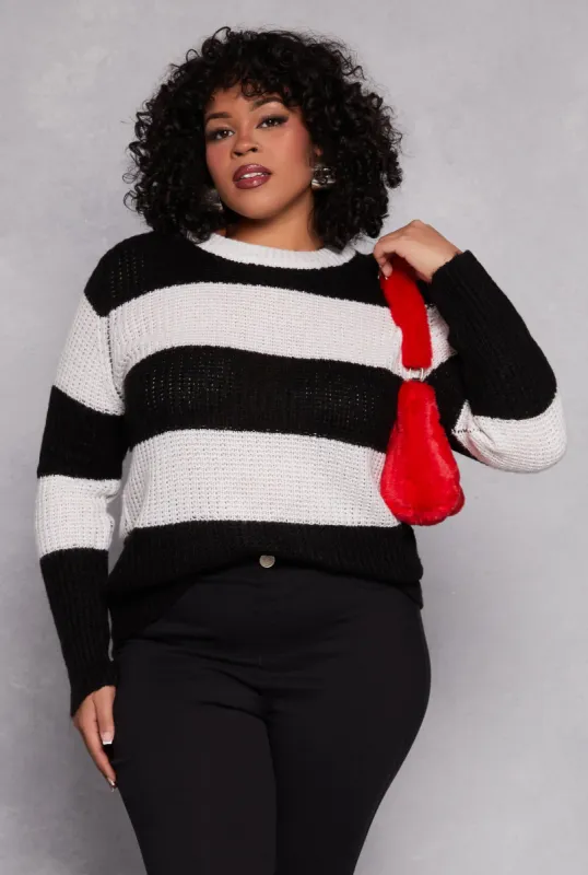 Plus Size Striped Pullover Sweater sold by Rainbow