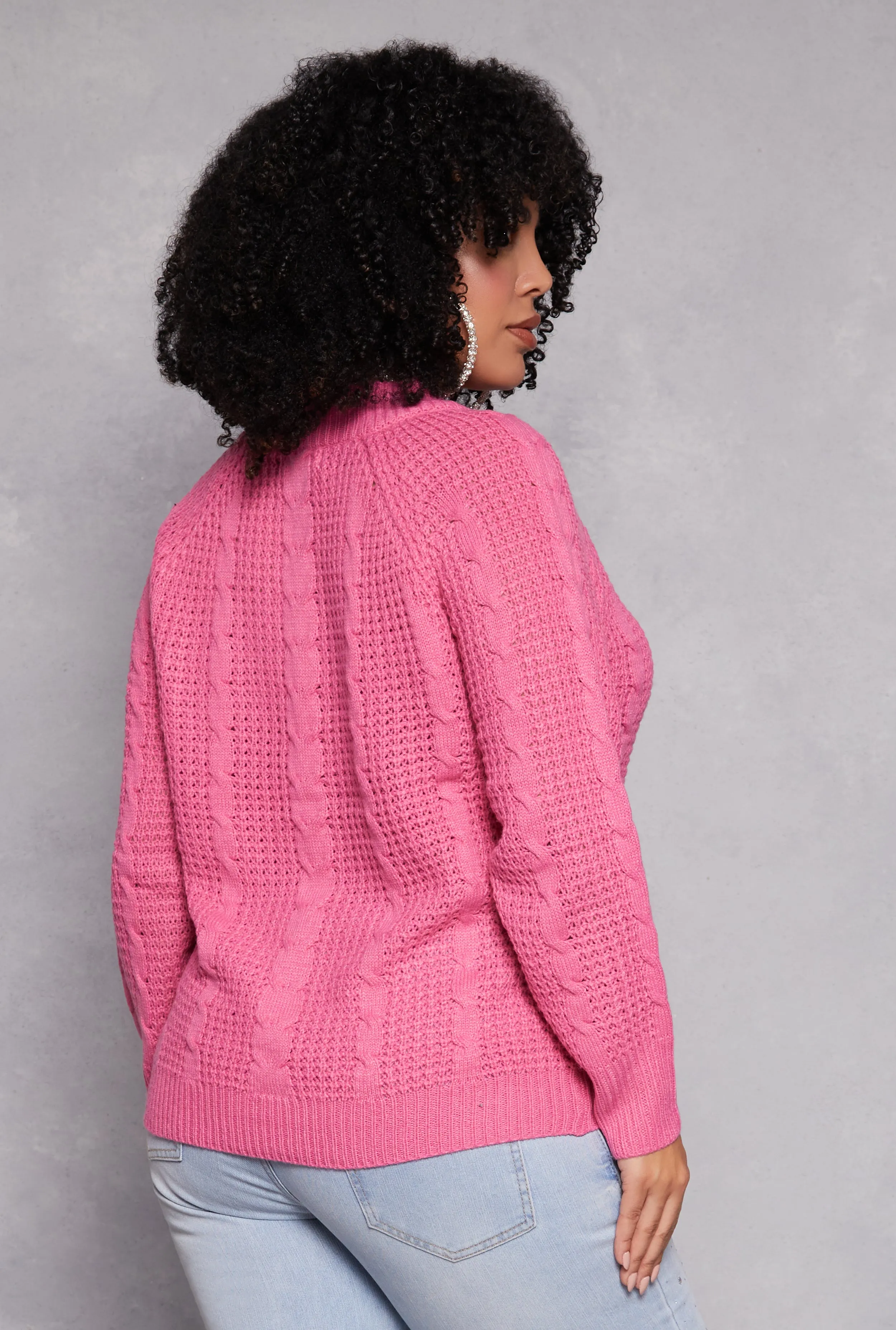 Plus Size Cable Knit Mock Neck Sweater sold by Rainbow product image thumbnail 3