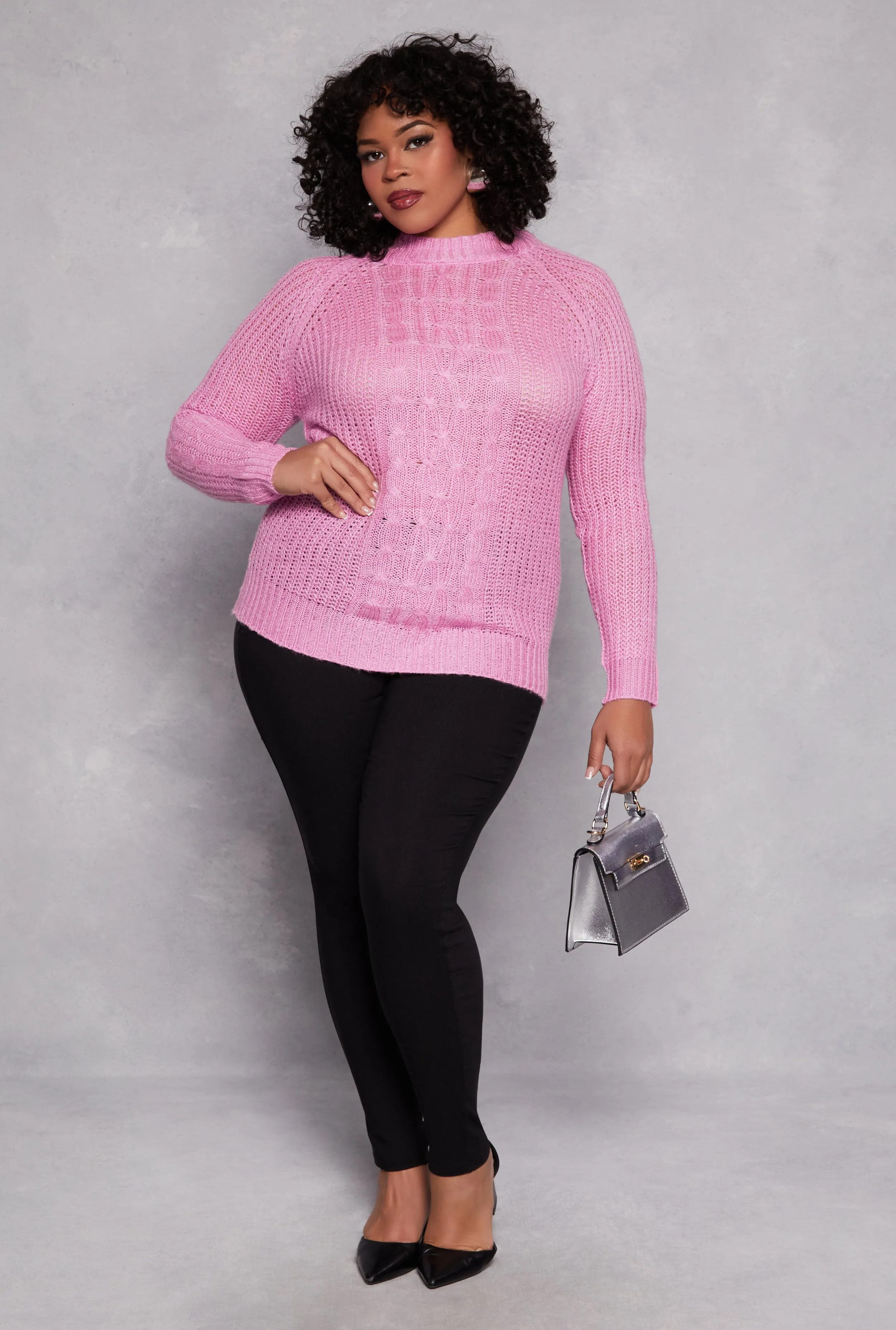 Plus Size Fringe Cable Knit Sweater sold by Rainbow product image thumbnail 2